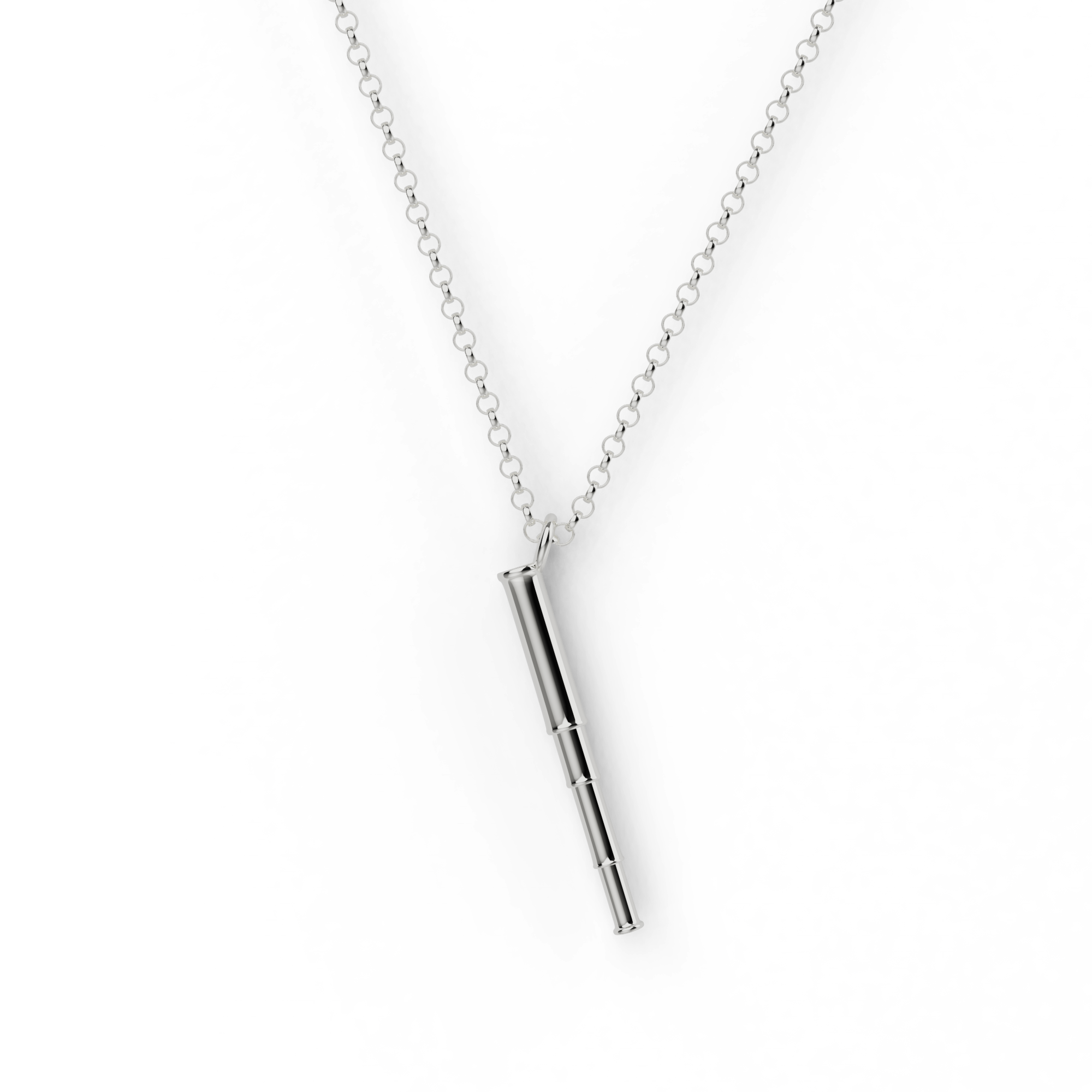 Silver telescope necklace featuring a sleek minimalist design, perfect for astronomy lovers and space enthusiasts. Silver telescope necklace featuring a sleek minimalist design, perfect for astronomy lovers and space enthusiasts.