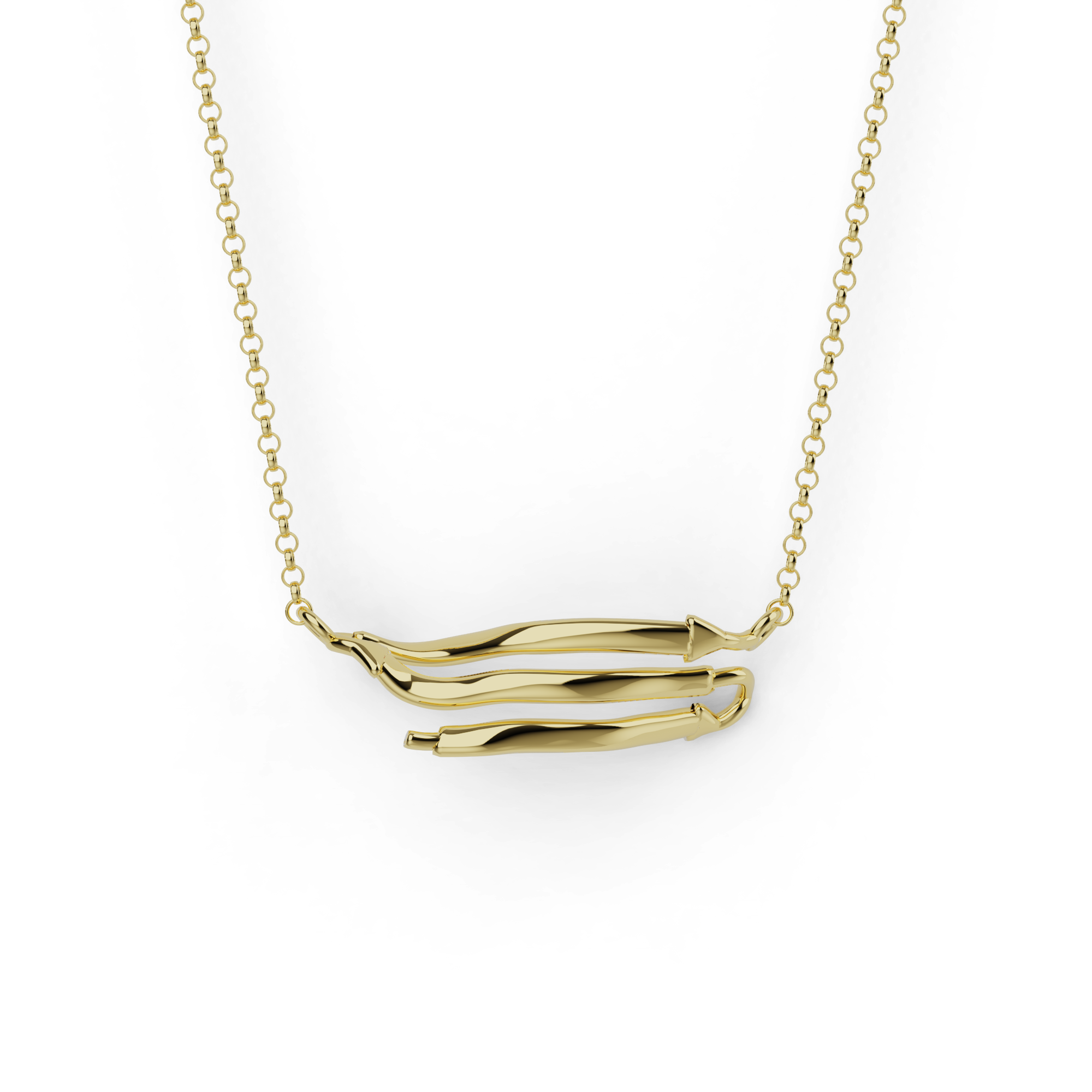 Gold vermeil beta sheet necklace inspired by protein folding structure Gold vermeil beta sheet necklace inspired by protein folding structure