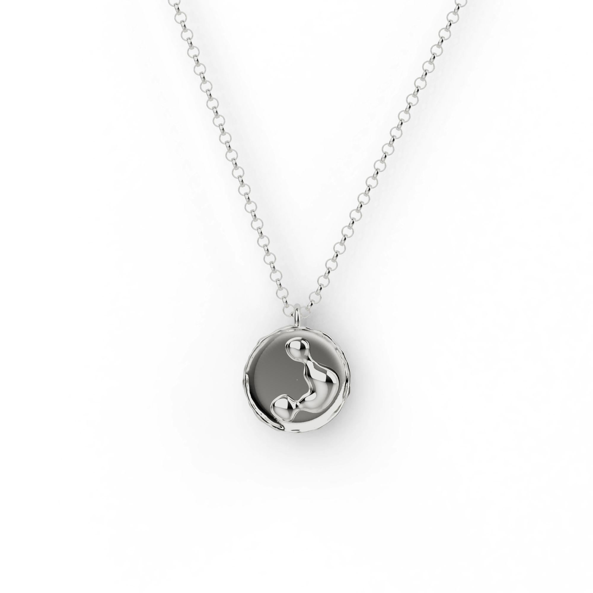 Sterling silver neutrophil necklace featuring a detailed pendant inspired by white blood cells, designed for medical professionals and science enthusiasts. Sterling silver neutrophil necklace featuring a detailed pendant inspired by white blood cells, designed for medical professionals and science enthusiasts.