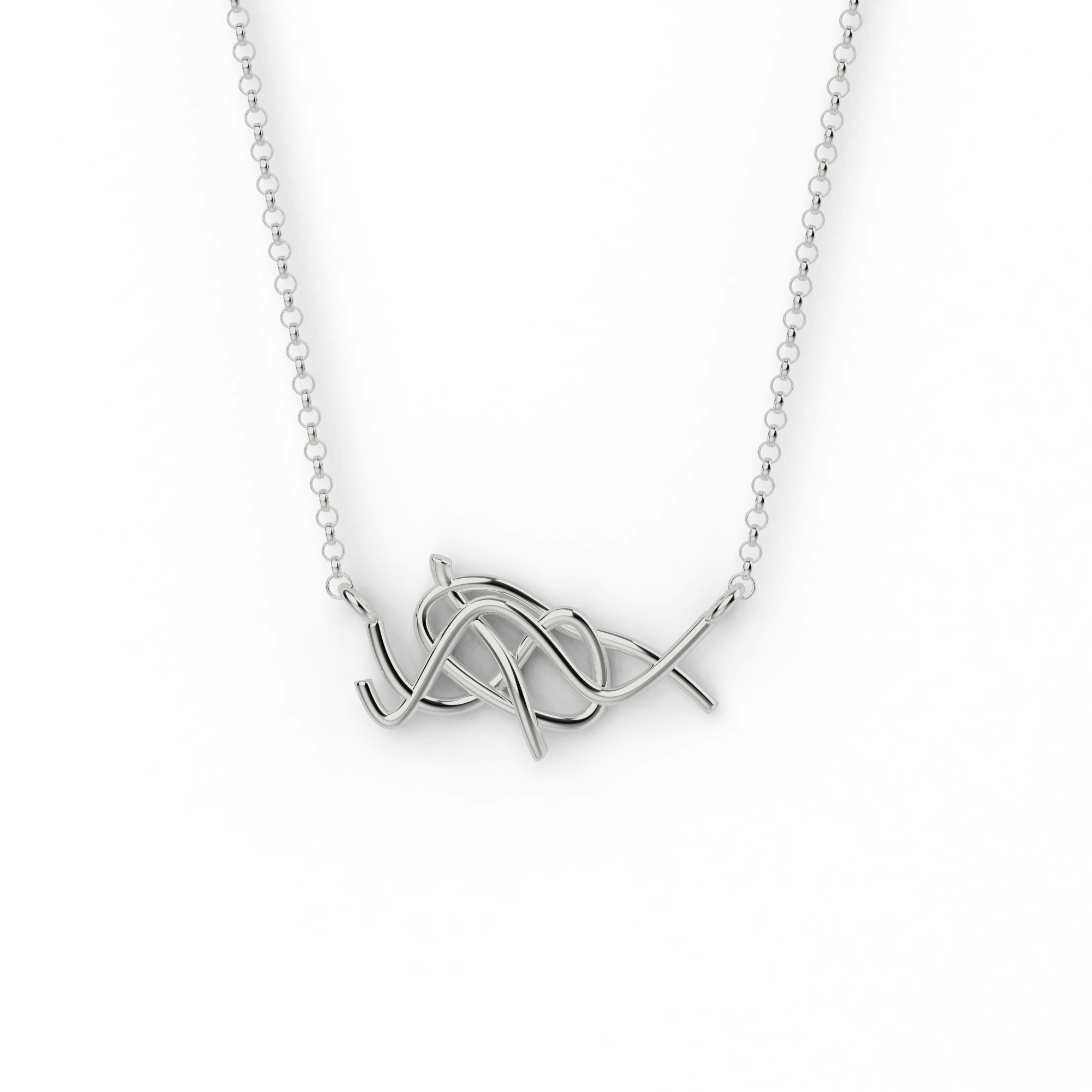 Close-up of the Nanofibers Necklace in silver, inspired by microscopic nanofibers, designed for science lovers and engineers. Close-up of the Nanofibers Necklace in silver, inspired by microscopic nanofibers, designed for science lovers and engineers.