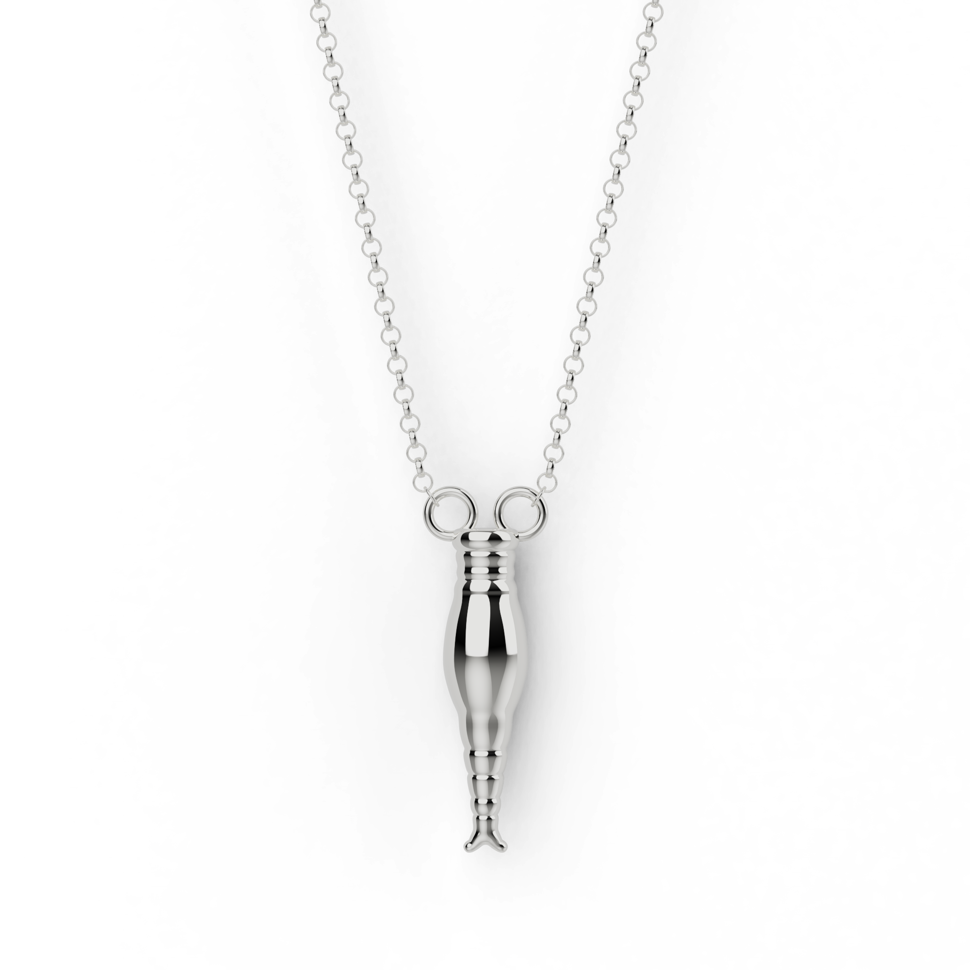 Sterling silver rotifer necklace featuring a detailed design inspired by nature’s microscopic survivor. Sterling silver rotifer necklace featuring a detailed design inspired by nature’s microscopic survivor.