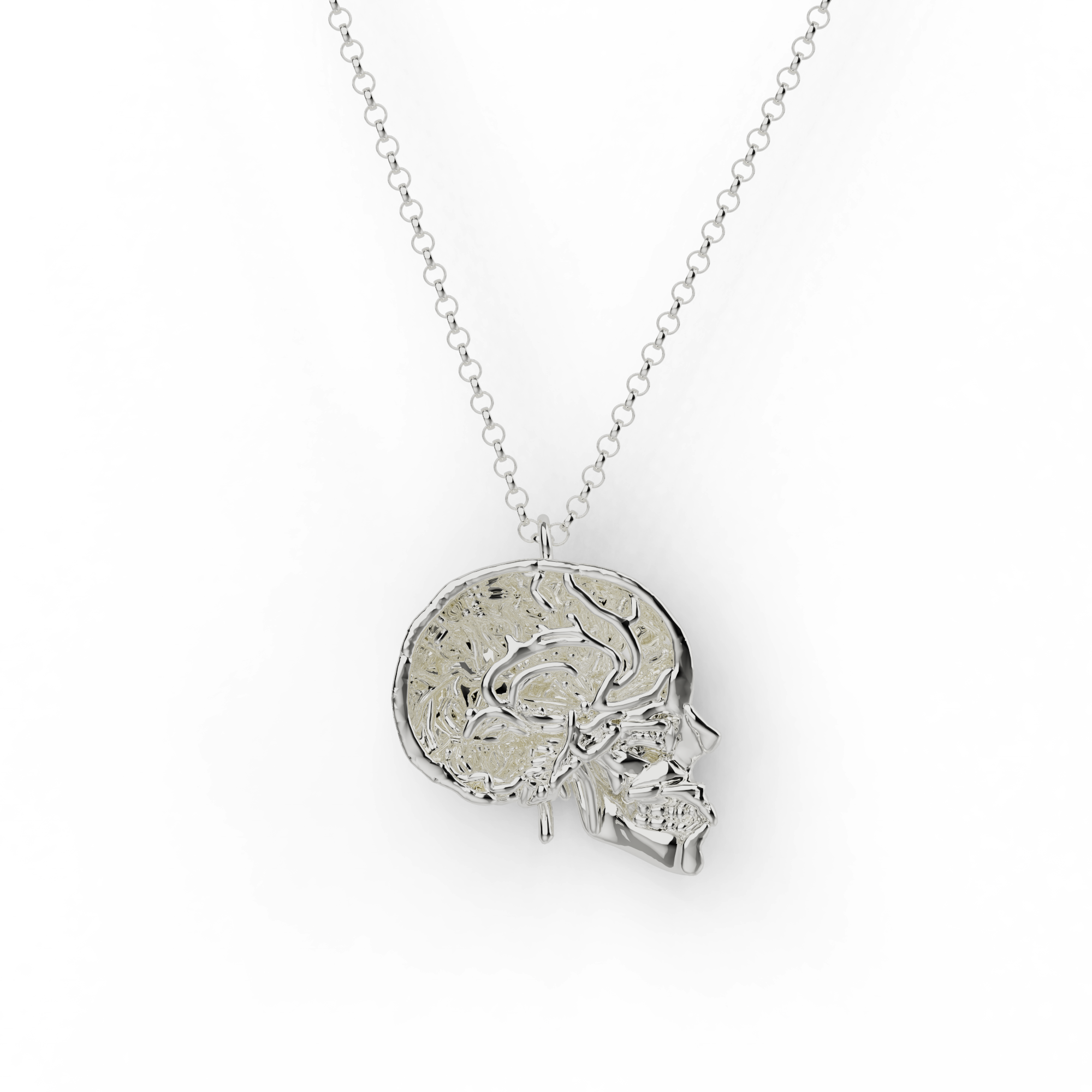 Sterling silver skull with vessels necklace – anatomical science jewelry for neuroscience lovers. Sterling silver skull with vessels necklace – anatomical science jewelry for neuroscience lovers.