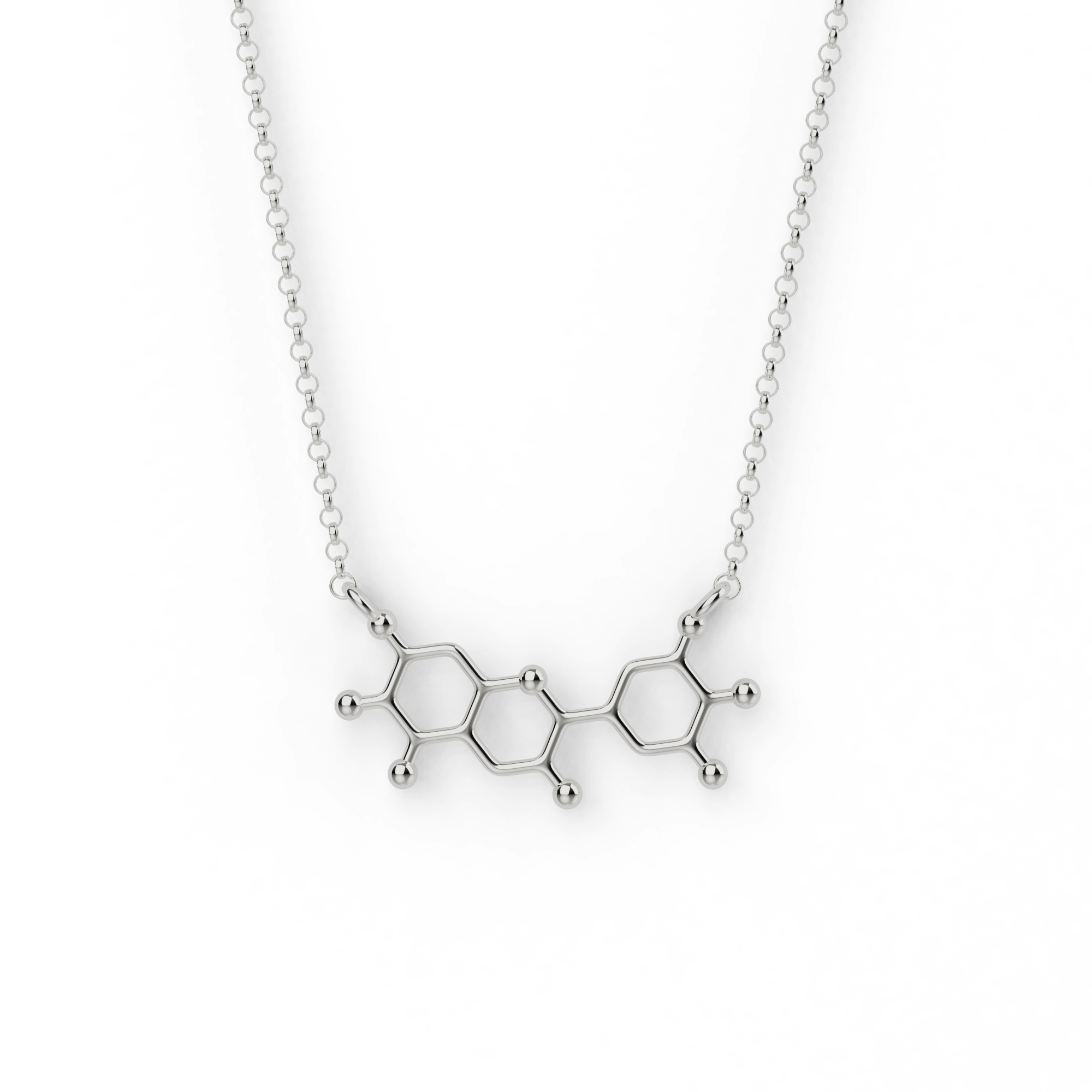 Silver anthocyanin necklace showing the molecular structure of anthocyanin. Science-inspired jewelry for botanists and berry lovers. Silver anthocyanin necklace showing the molecular structure of anthocyanin. Science-inspired jewelry for botanists and berry lovers.