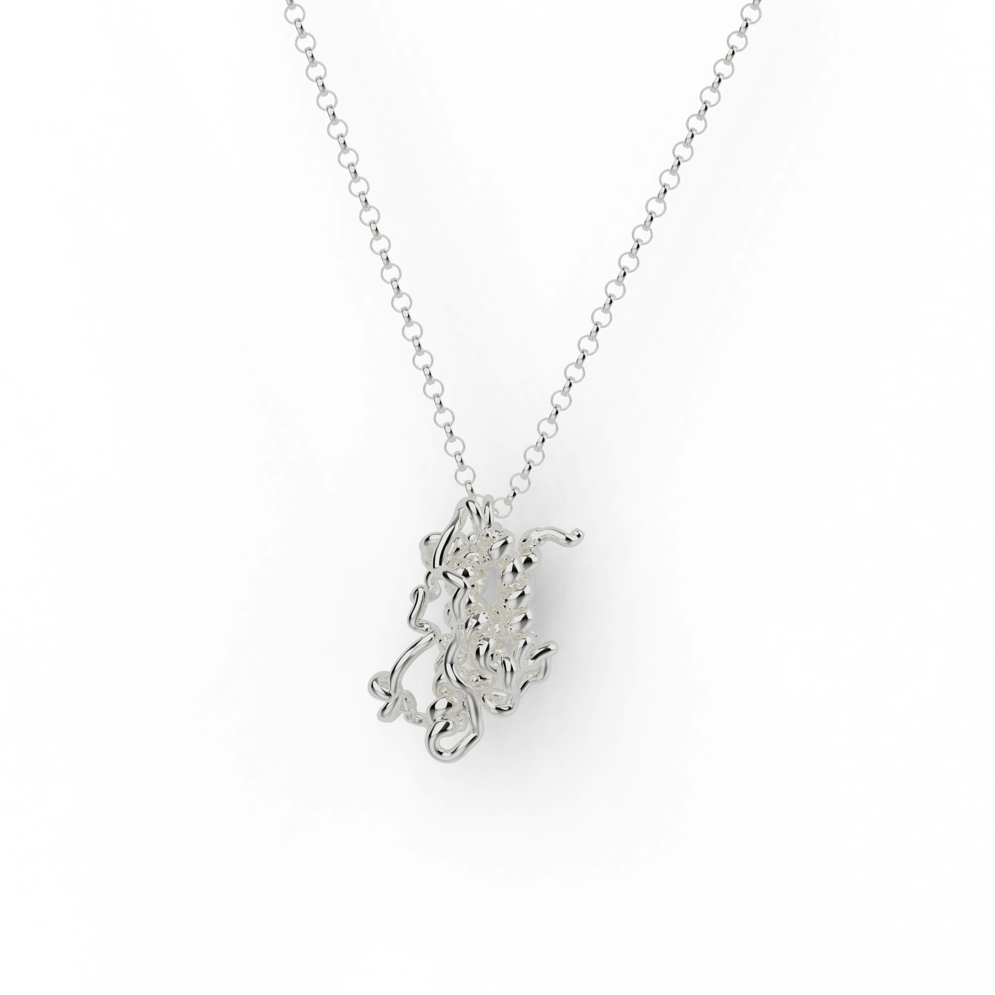 Silver human growth hormone necklace featuring a precise molecular design, perfect for science lovers and medical professionals. Silver human growth hormone necklace featuring a precise molecular design, perfect for science lovers and medical professionals.