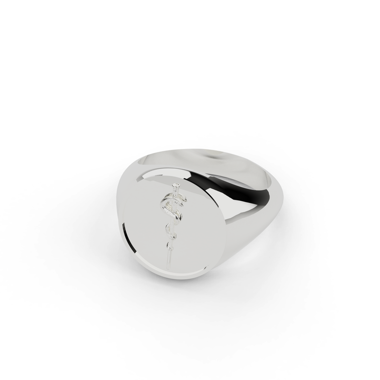 rod of Asclepius signet ring | silver rod of Asclepius signet ring | silver