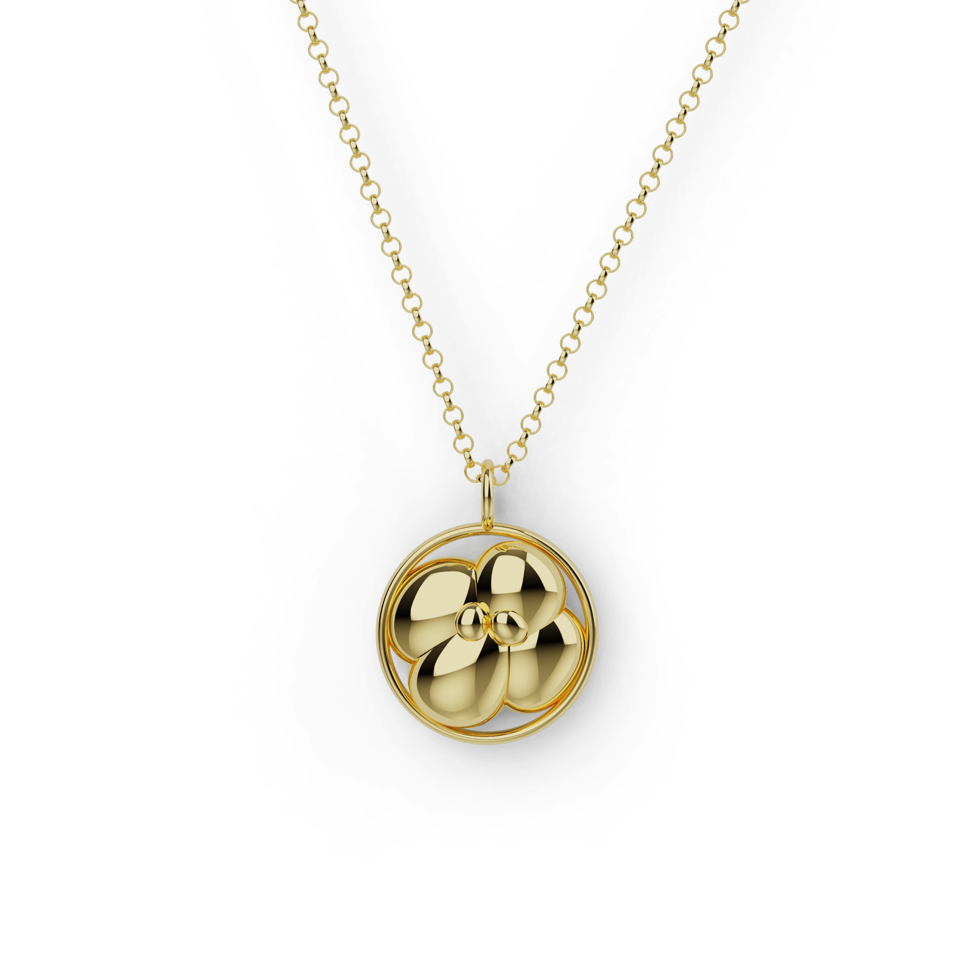 Gold vermeil necklace featuring an intricate 4-cell embryo design, inspired by stem cells. Gold vermeil necklace featuring an intricate 4-cell embryo design, inspired by stem cells.