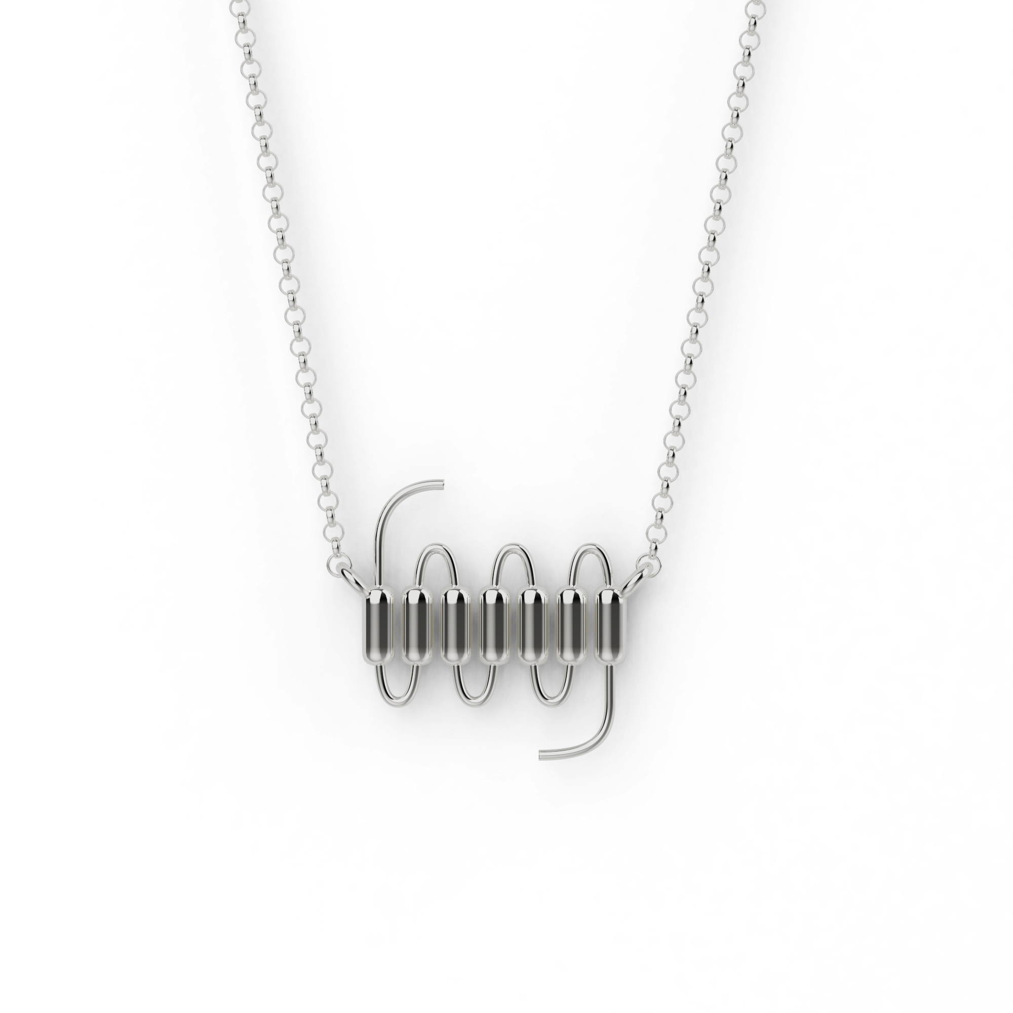 7TMR necklace in sterling silver featuring a design inspired by G Protein-Coupled Receptors. 7TMR necklace in sterling silver featuring a design inspired by G Protein-Coupled Receptors.