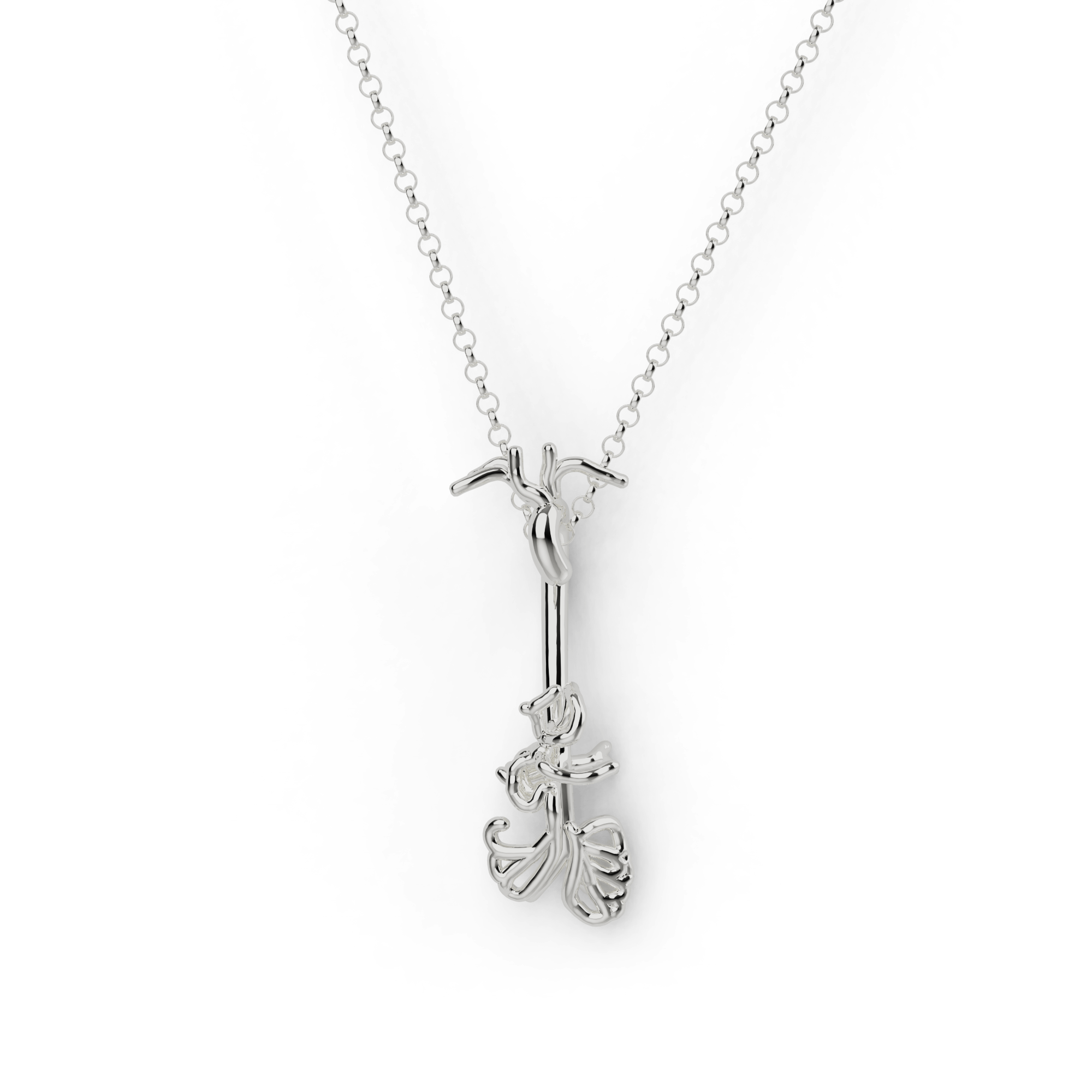 Sterling silver aorta necklace – unique science-inspired jewelry piece featuring a detailed artery design. Sterling silver aorta necklace – unique science-inspired jewelry piece featuring a detailed artery design.