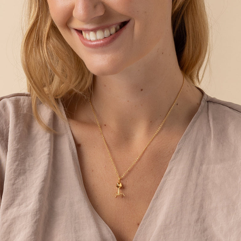 Gold vermeil bacteriophage necklace on display - science meets style in this unique design. Gold vermeil bacteriophage necklace on display - science meets style in this unique design.
