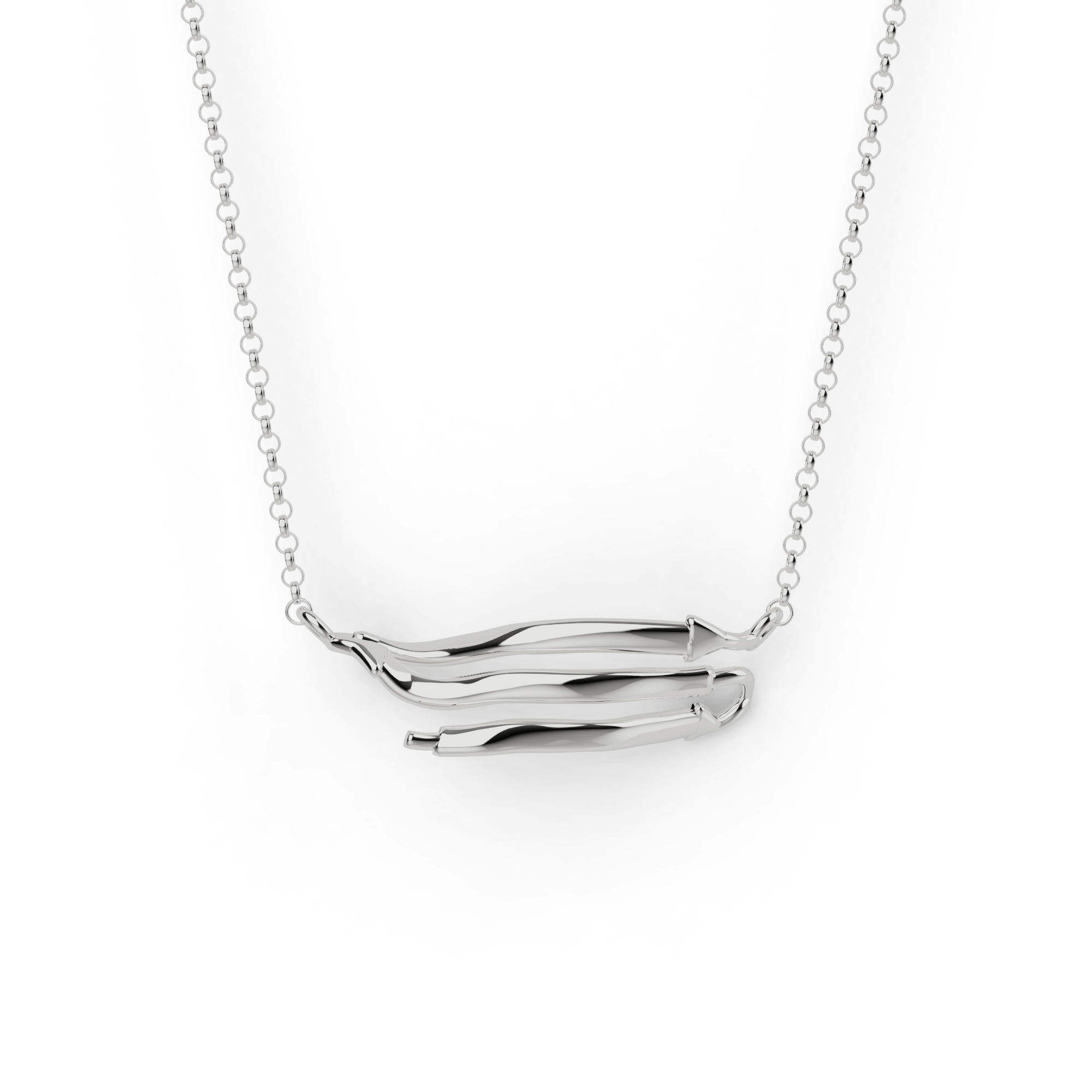 Close-up of a sterling silver beta sheet necklace, inspired by protein folding. A sleek, science-inspired jewelry piece for biochemists and researchers. Close-up of a sterling silver beta sheet necklace, inspired by protein folding. A sleek, science-inspired jewelry piece for biochemists and researchers.