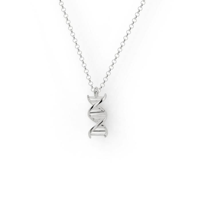 Sterling silver DNA necklace for science lovers, inspired by the double helix structure. Sterling silver DNA necklace for science lovers, inspired by the double helix structure.