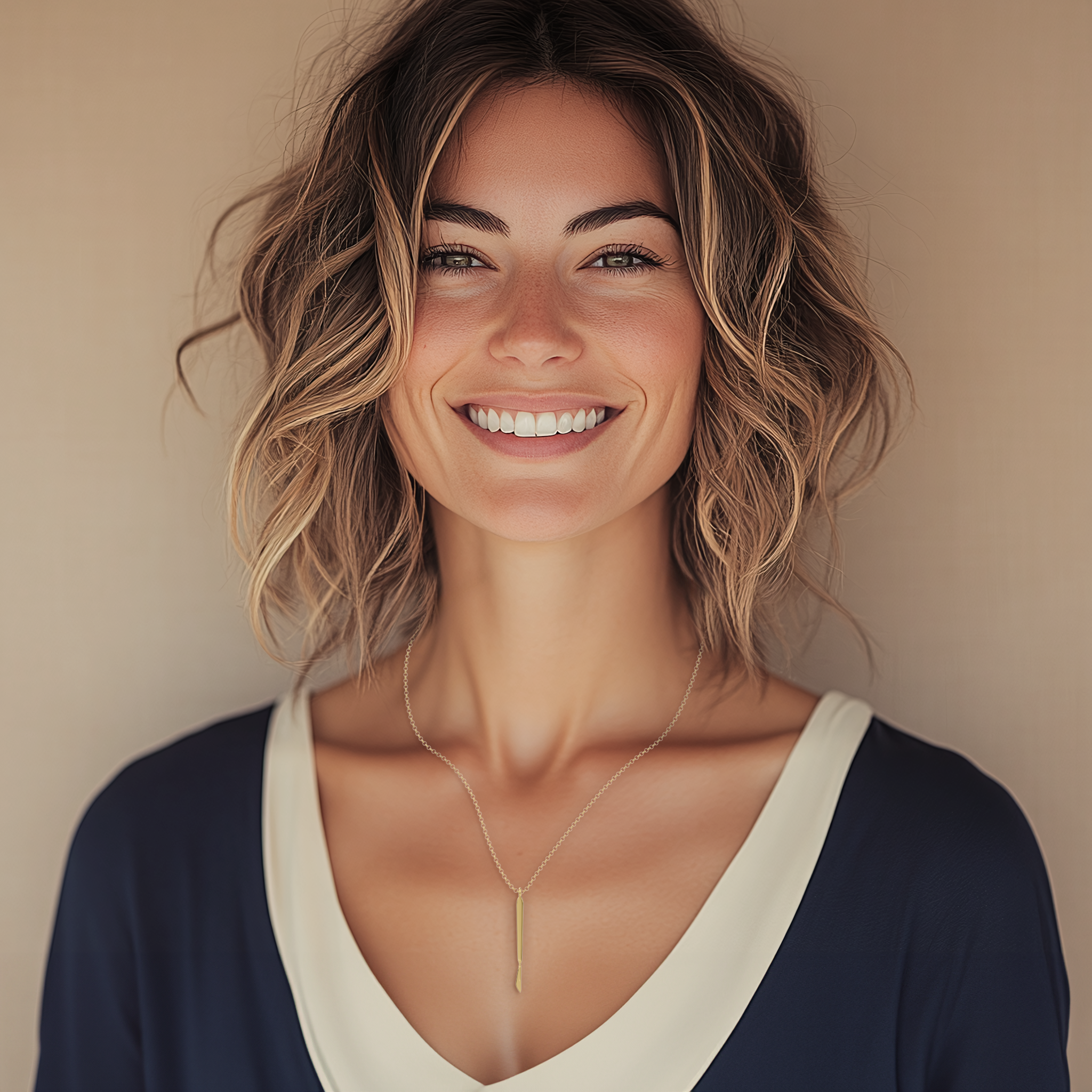 Gold scalpel necklace styled on a model, perfect gift for surgeons and science lovers. Gold scalpel necklace styled on a model, perfect gift for surgeons and science lovers.