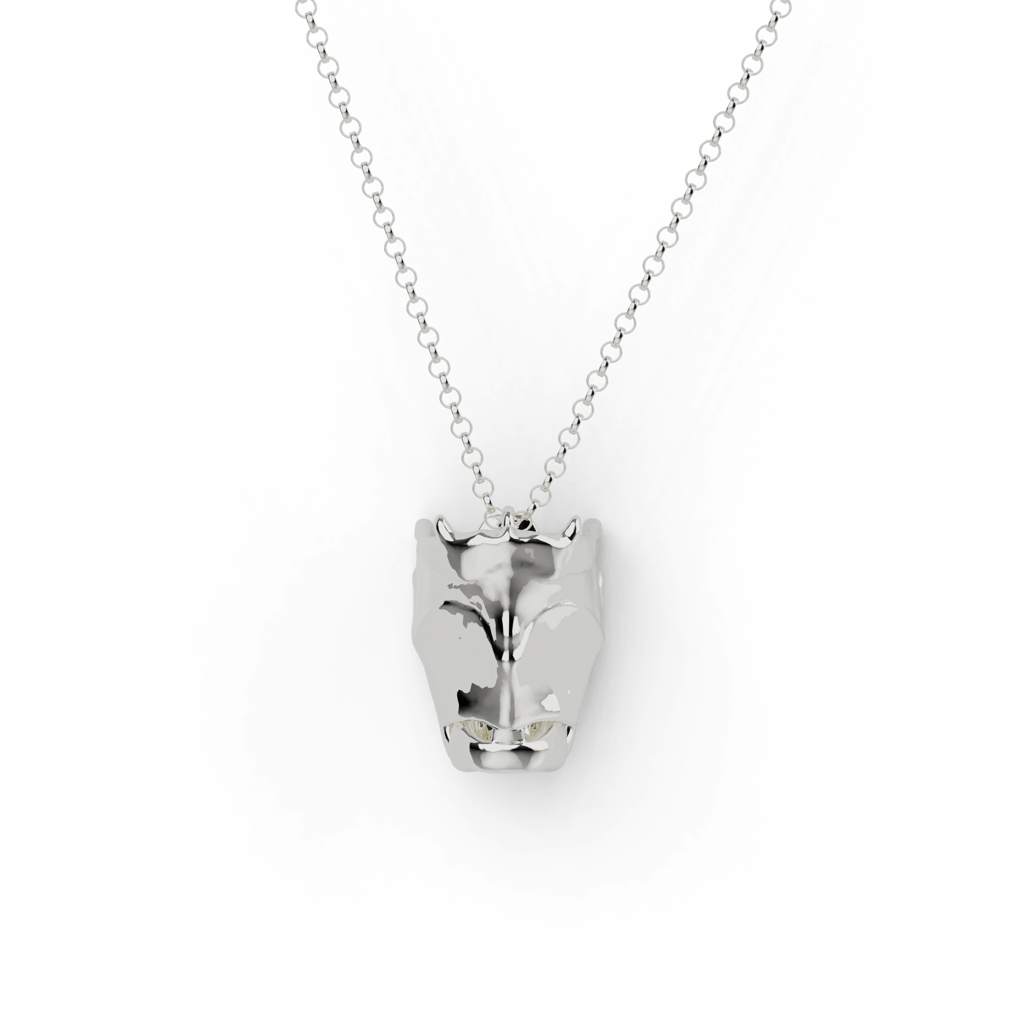 Sterling silver larynx necklace on a white background, celebrating the anatomy of the voice box. Sterling silver larynx necklace on a white background, celebrating the anatomy of the voice box.