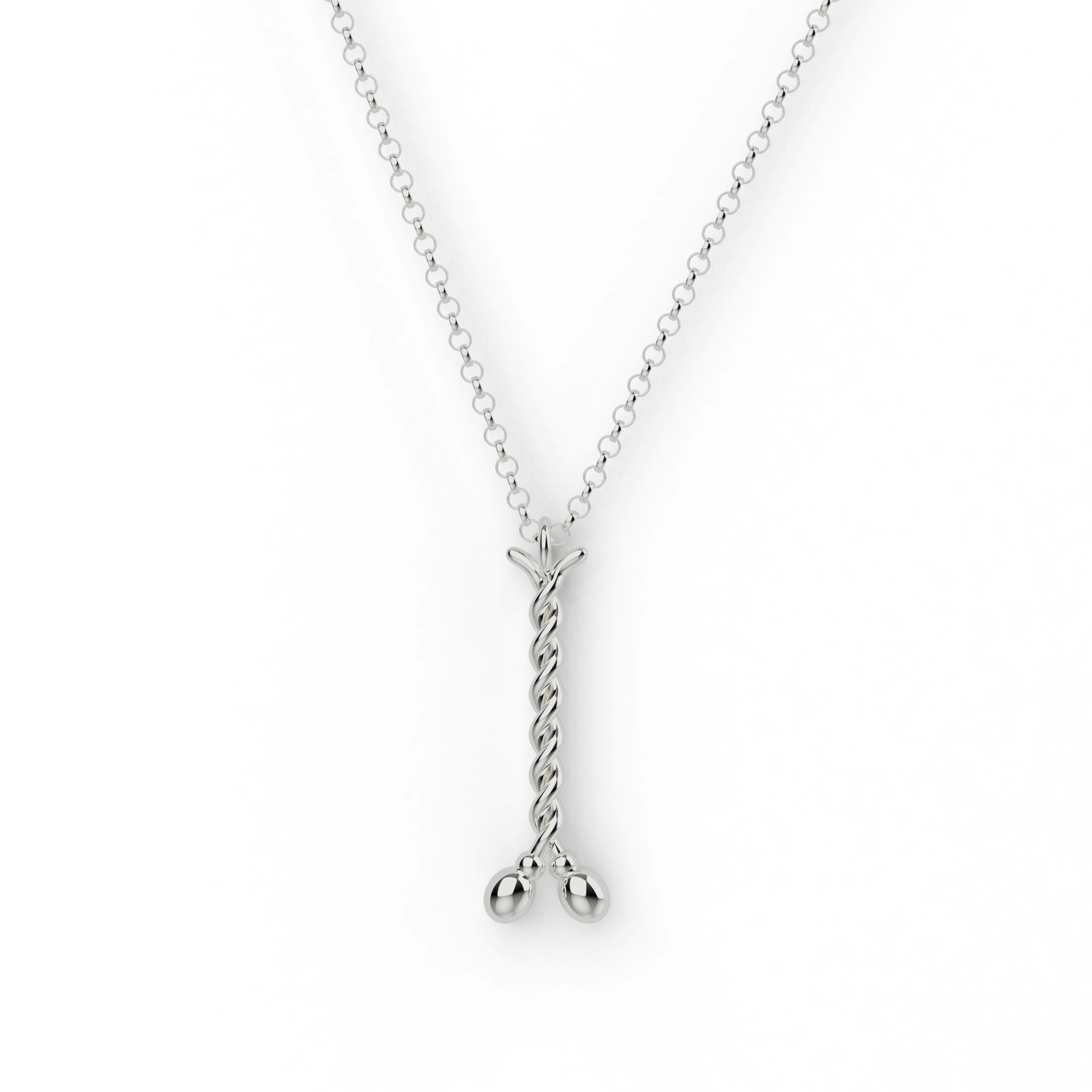 Close-up of a silver myosin necklace showcasing its sleek design, inspired by the molecular motor that drives muscle movement. Perfect for science lovers. Close-up of a silver myosin necklace showcasing its sleek design, inspired by the molecular motor that drives muscle movement. Perfect for science lovers.