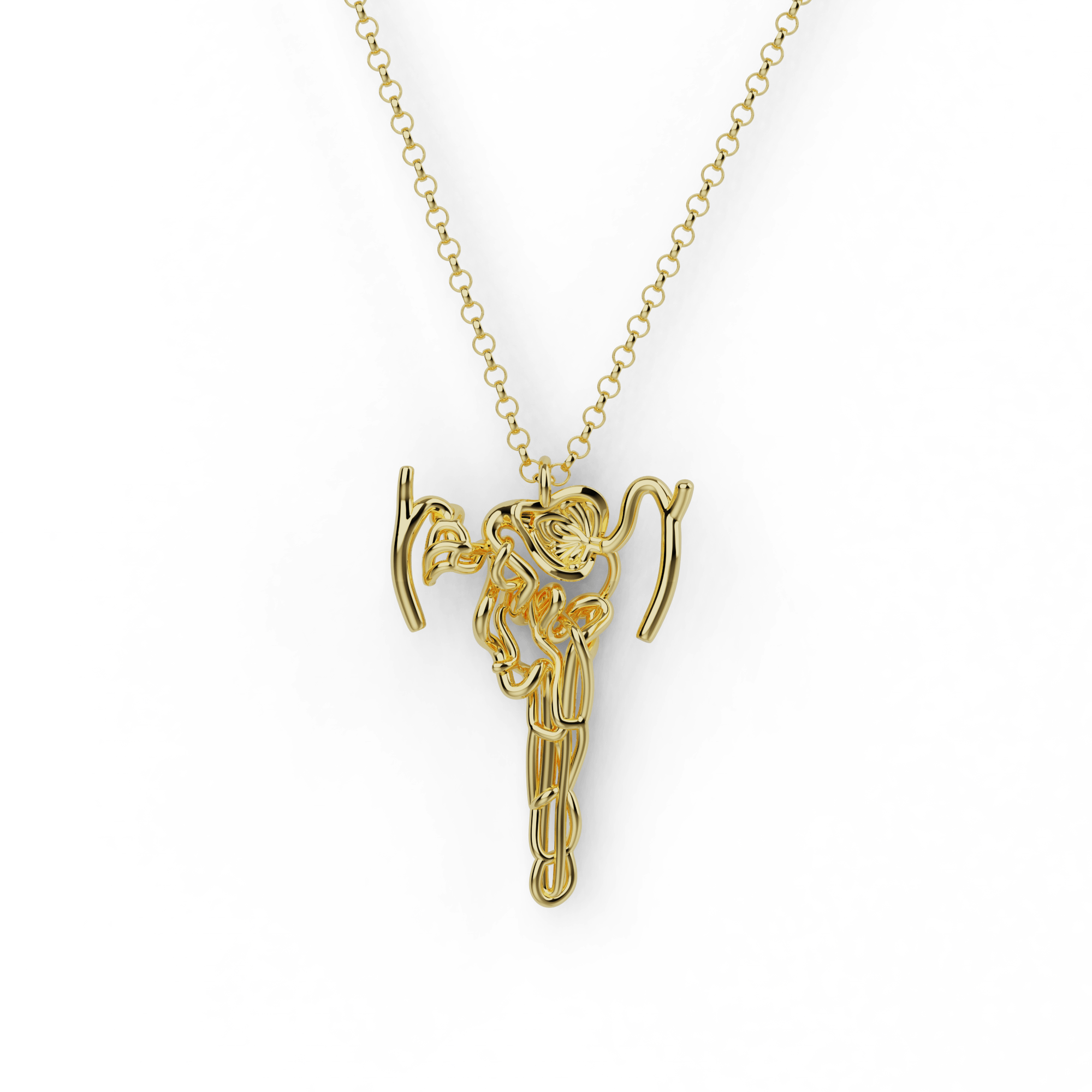 Gold vermeil nephron necklace featuring an intricate kidney-inspired design, perfect for science enthusiasts. Gold vermeil nephron necklace featuring an intricate kidney-inspired design, perfect for science enthusiasts.