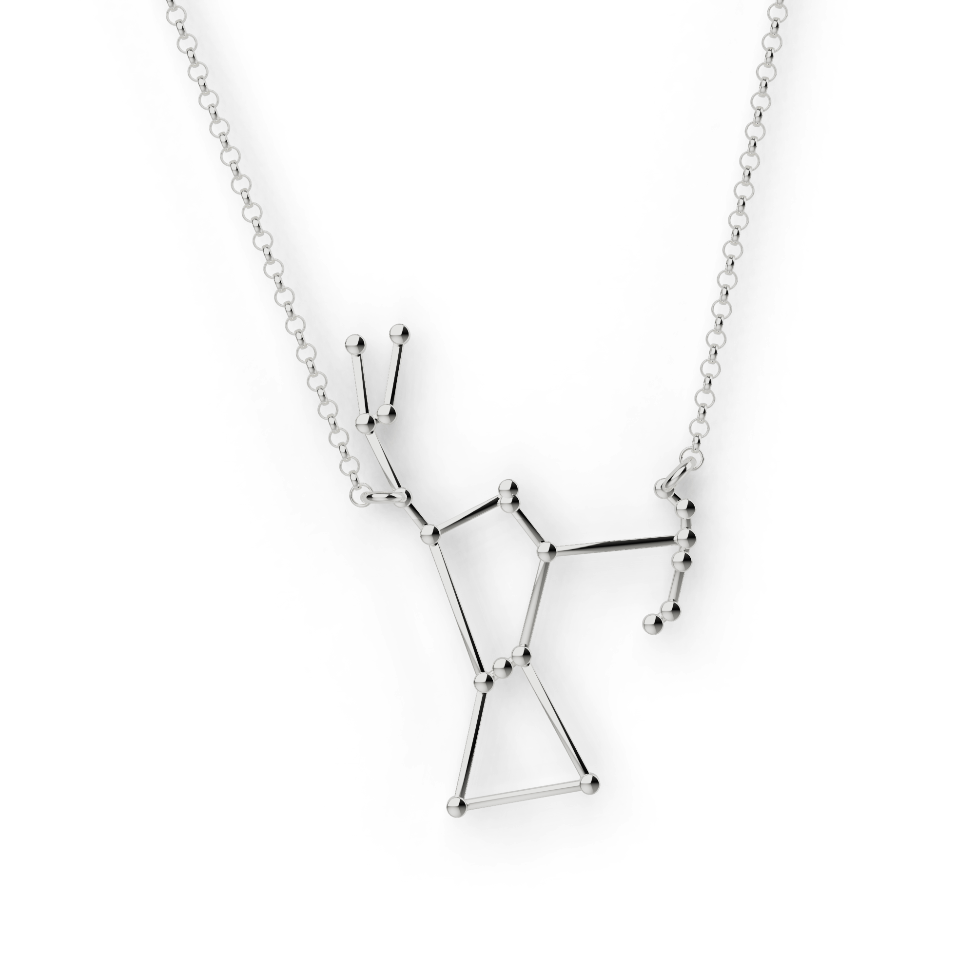 Silver Orion Necklace featuring a detailed constellation-inspired pendant. Silver Orion Necklace featuring a detailed constellation-inspired pendant.