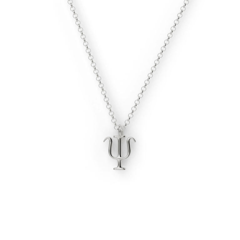A beautiful psychology necklace featuring the iconic psi symbol, perfect for science and psychology enthusiasts. A beautiful psychology necklace featuring the iconic psi symbol, perfect for science and psychology enthusiasts.