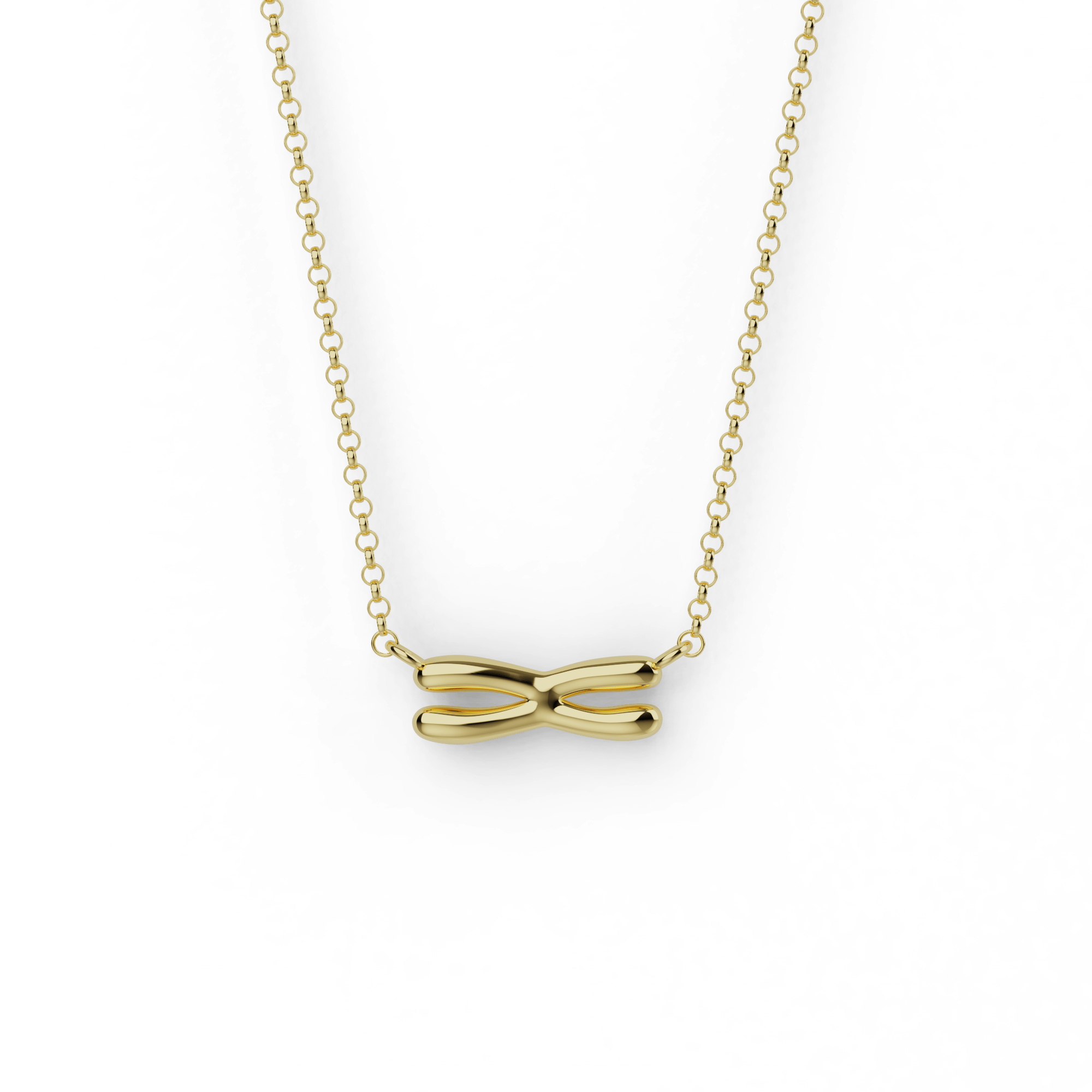 Close-up of the gold vermeil chromosome necklace, showcasing intricate design and high-quality finish. Close-up of the gold vermeil chromosome necklace, showcasing intricate design and high-quality finish.