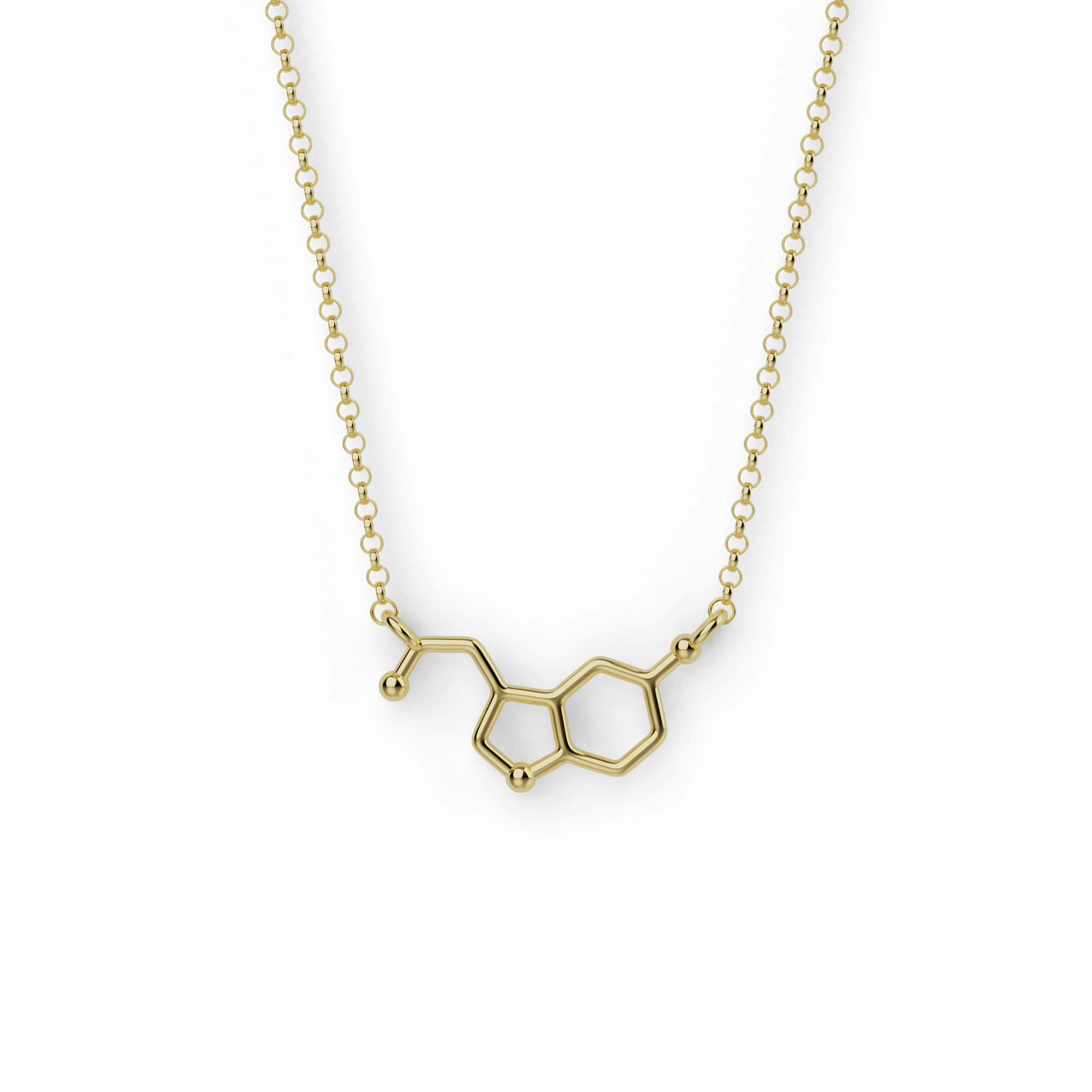 Gold vermeil serotonin necklace, science-inspired happiness jewelry Gold vermeil serotonin necklace, science-inspired happiness jewelry