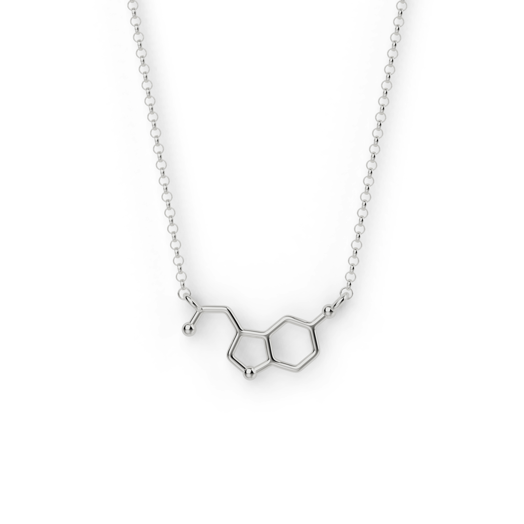 Silver serotonin necklace for happiness, science-inspired jewelry Silver serotonin necklace for happiness, science-inspired jewelry