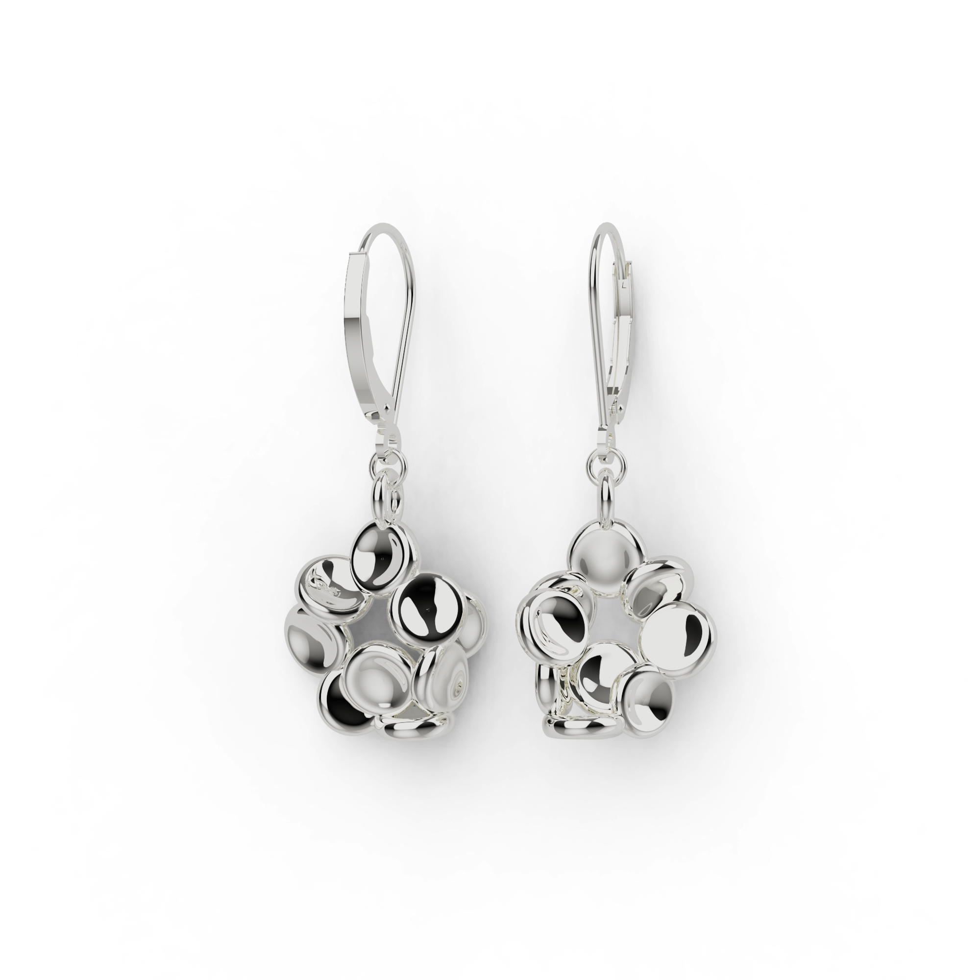 Silver red blood cell earrings featuring delicate dangling design inspired by erythrocytes. Silver red blood cell earrings featuring delicate dangling design inspired by erythrocytes.
