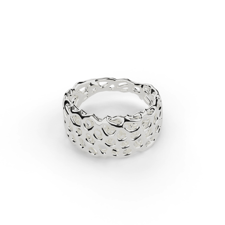 voronoi ring | silver voronoi ring | silver