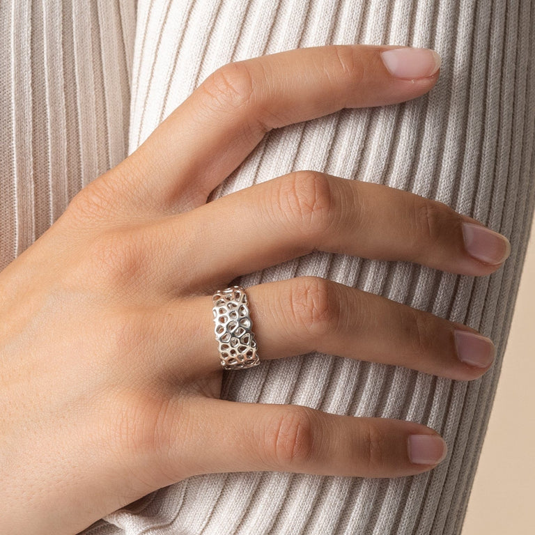 voronoi ring | silver voronoi ring | silver