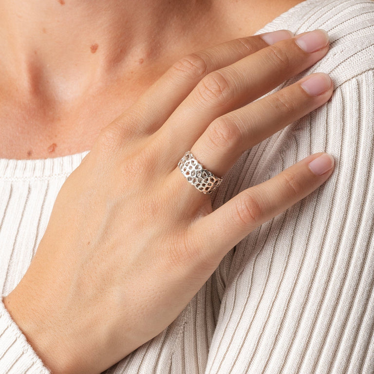 voronoi ring | silver voronoi ring | silver