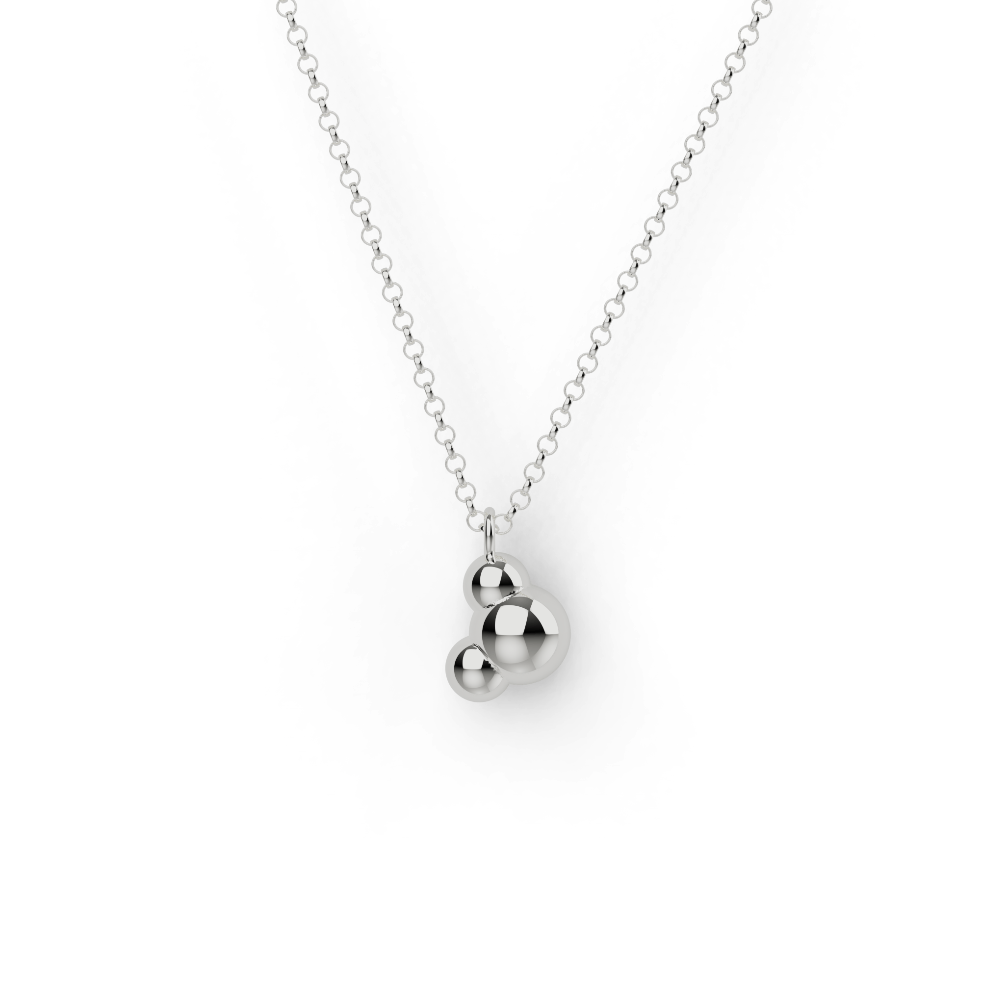 H2O Necklace in sterling silver, featuring the molecular structure of water. H2O Necklace in sterling silver, featuring the molecular structure of water.