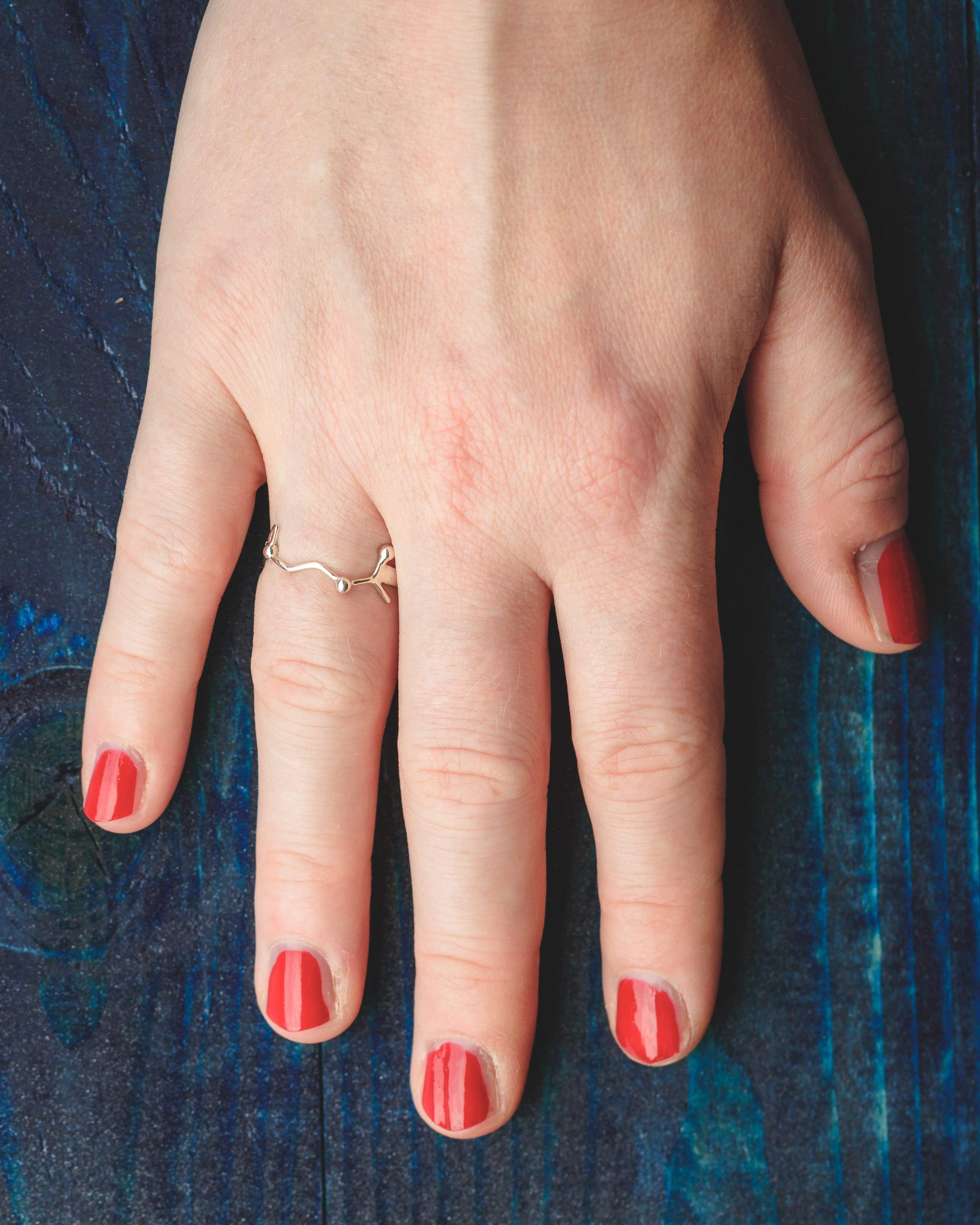 acetylcholine ring in sterling silver - science jewelry