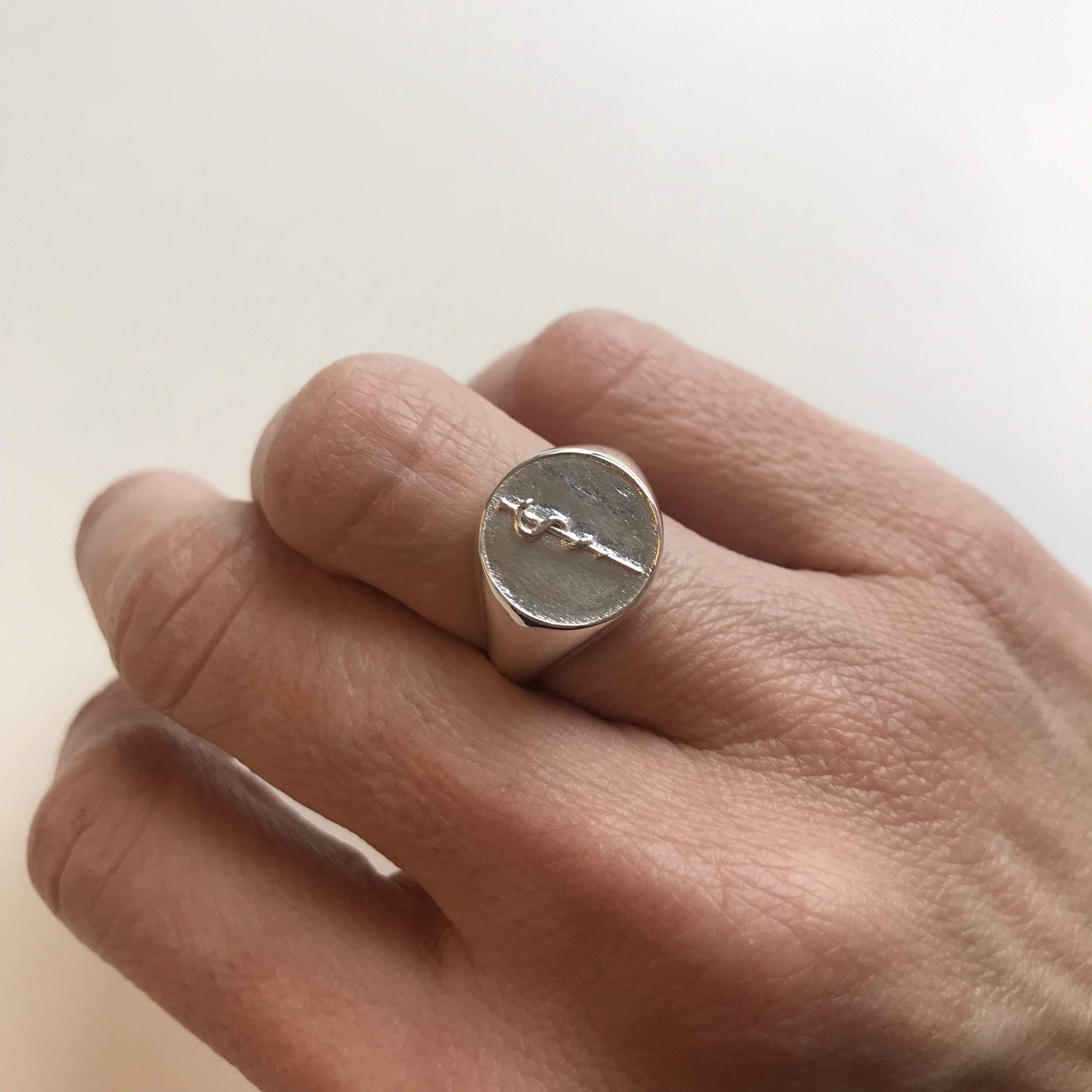 rod of Asclepius signet ring | silver