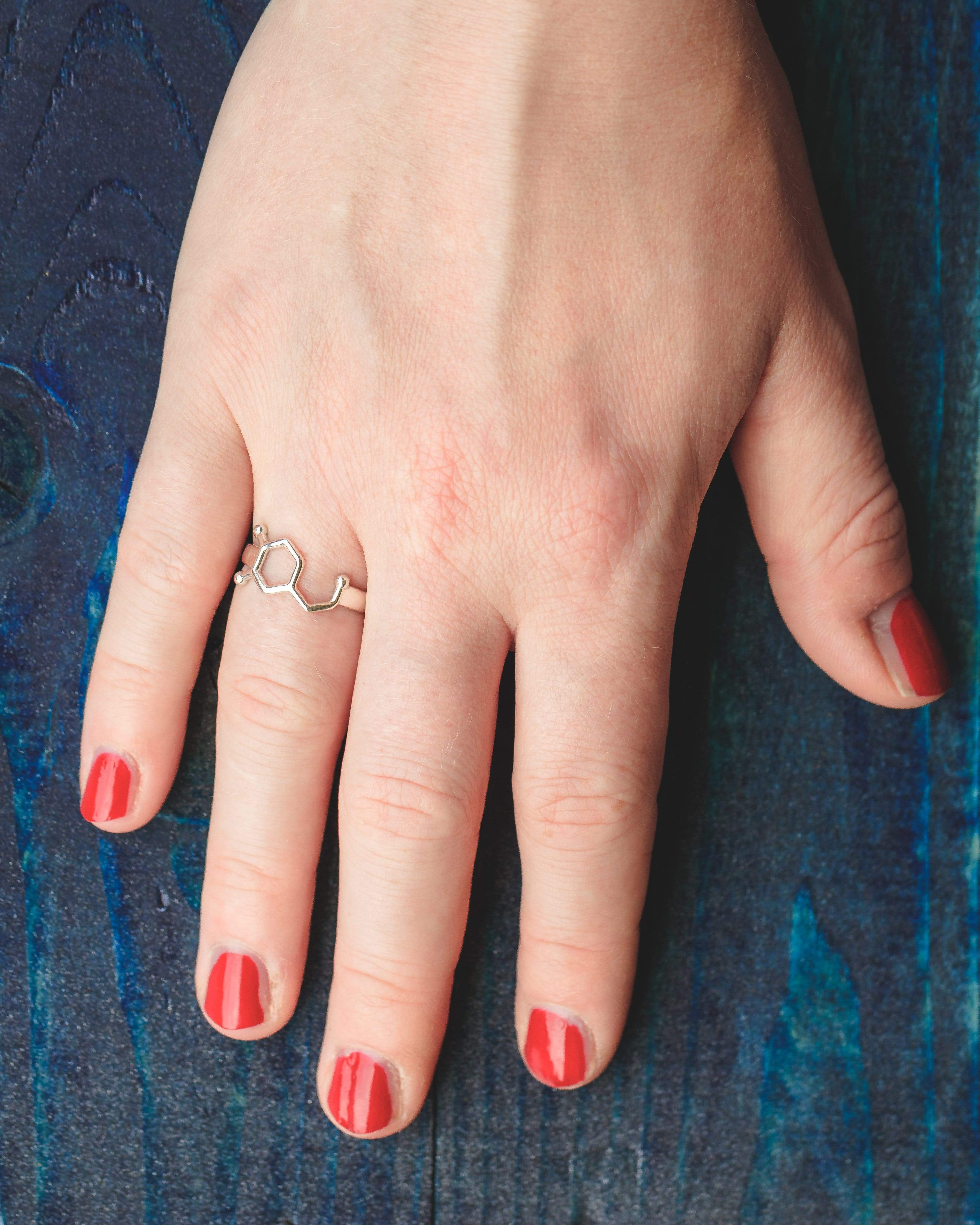 dopamine ring in sterling silver - science jewelry