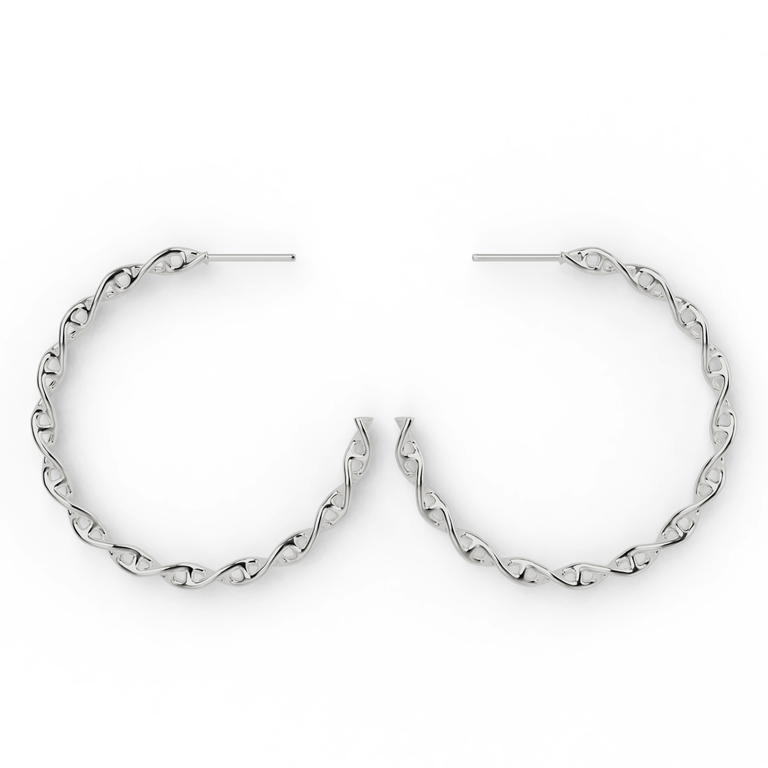 DNA earring hoops L | silver