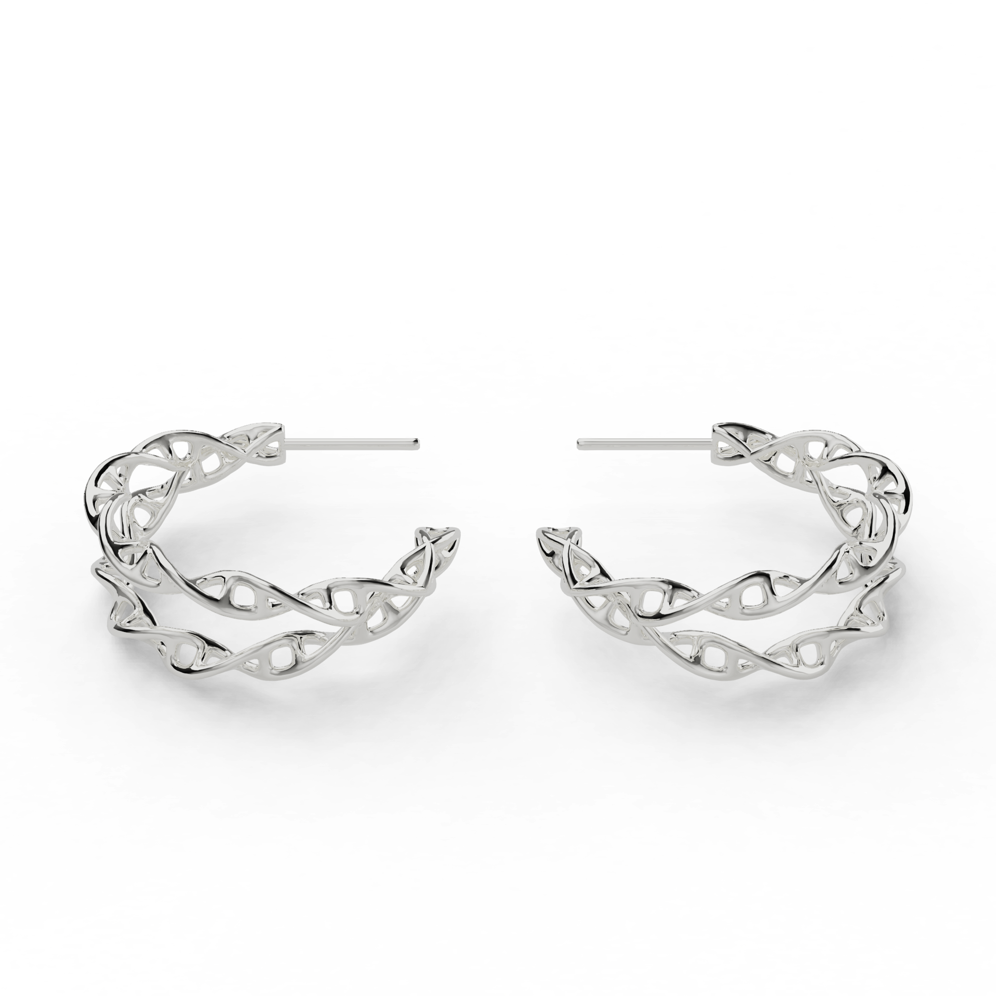 DNA earring hoops - crossed | silver