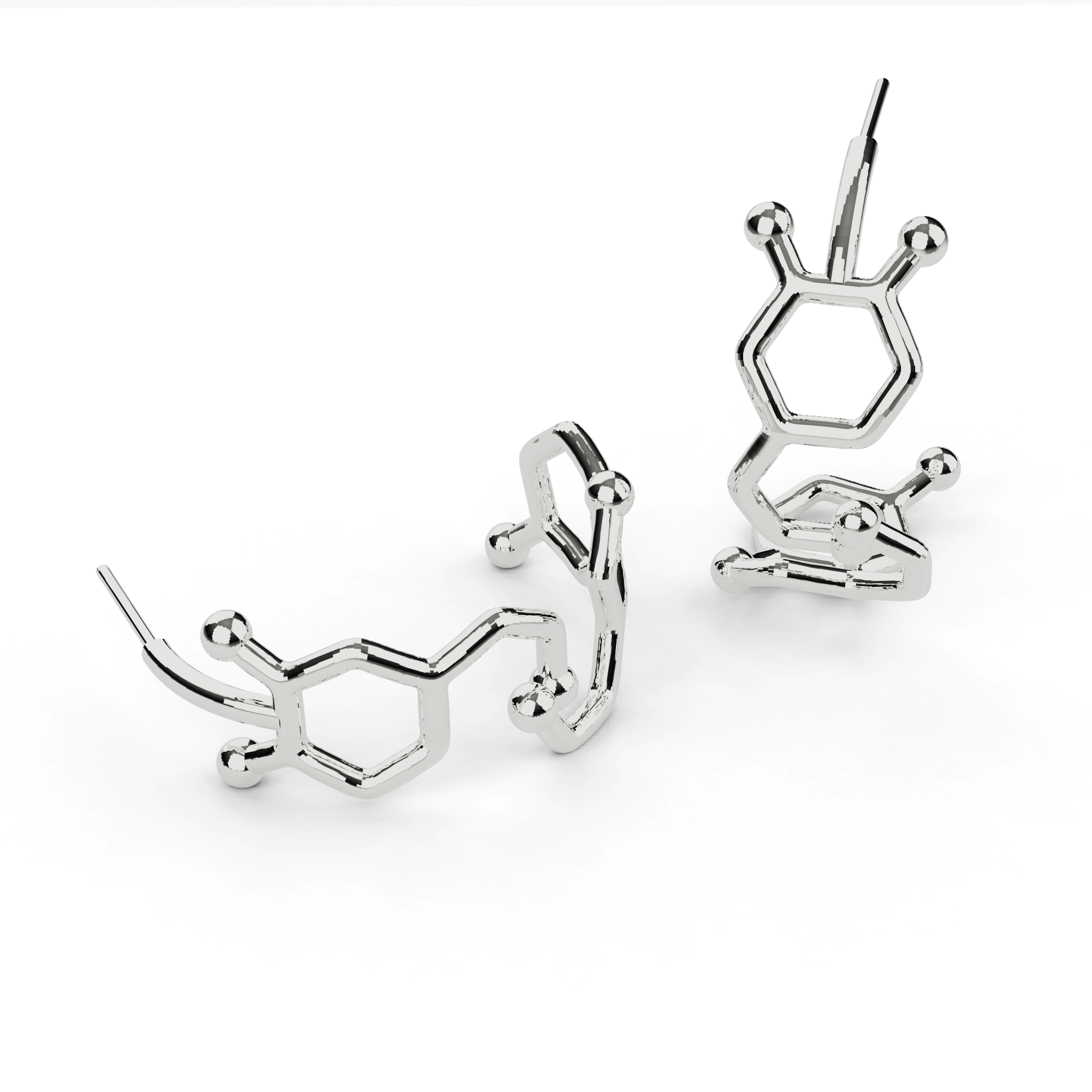 dopamine serotonin earring hoops | silver