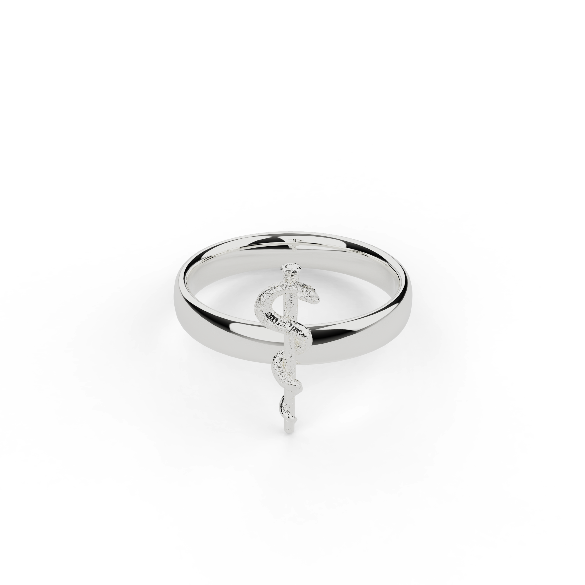 rod of Asclepius ring | silver