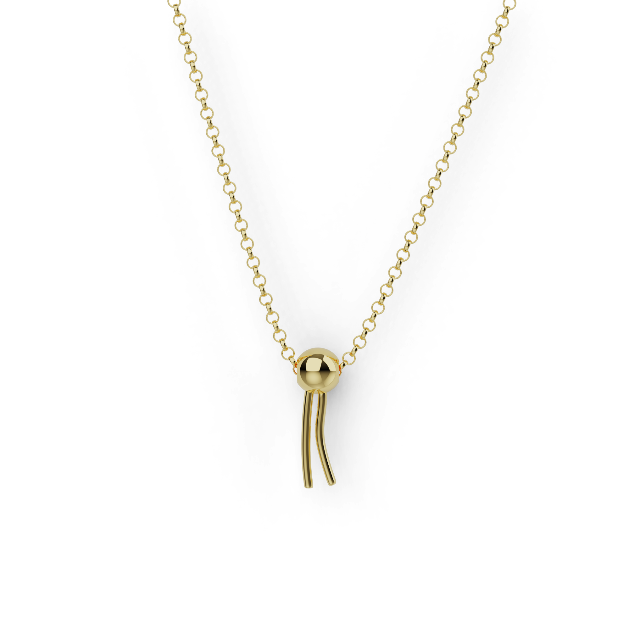 Gold vermeil phospholipid necklace with hydrophilic head and hydrophobic tails – science-inspired molecular jewelry