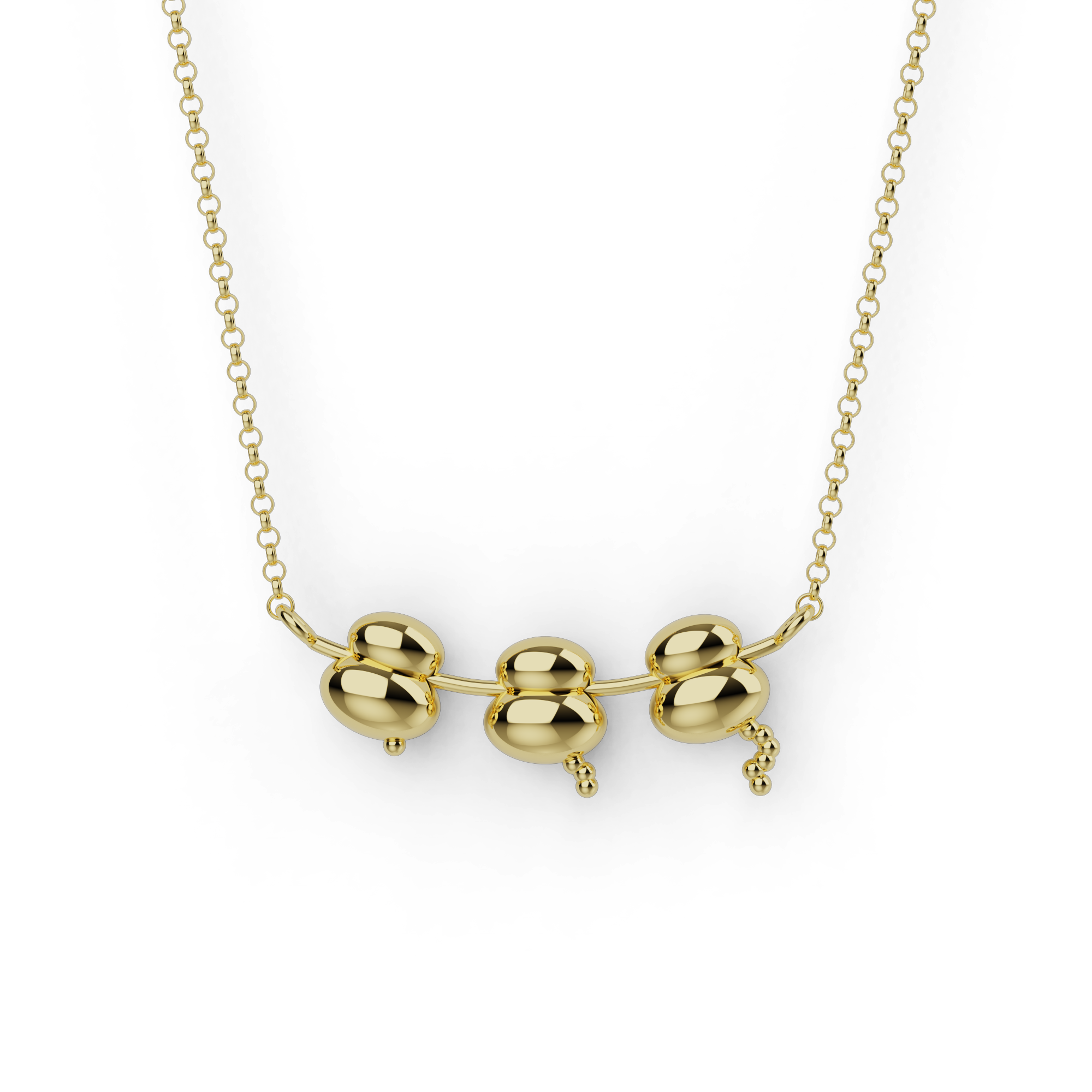 Gold vermeil ribosomes necklace with elegant pendant inspired by cellular protein factories.