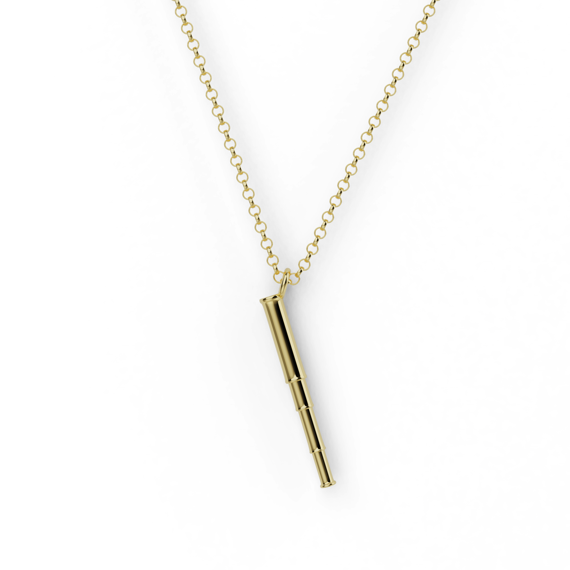 Gold vermeil telescope necklace inspired by astronomy and exploration