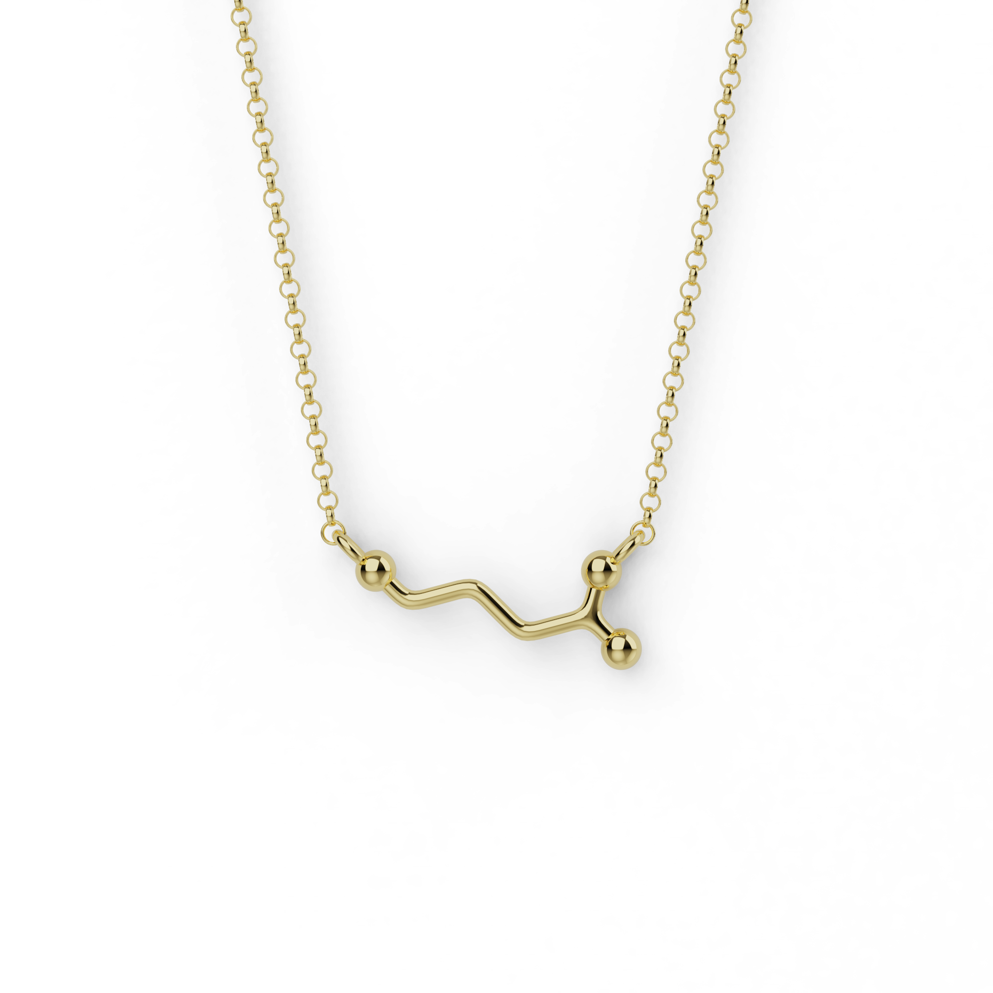 Gold vermeil GABA molecule necklace inspired by neuroscience and calm