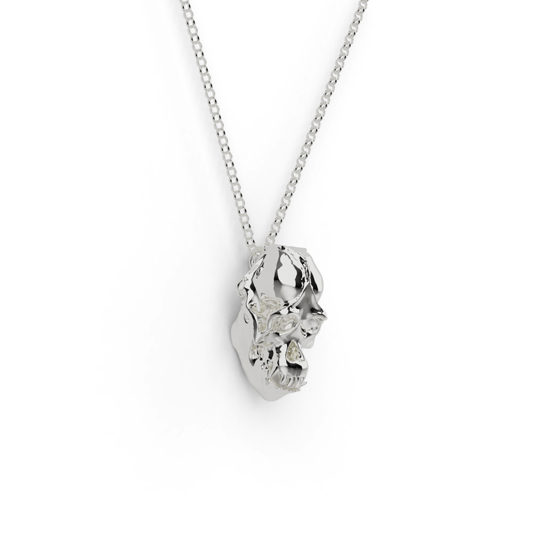 orangutan skull necklace | silver