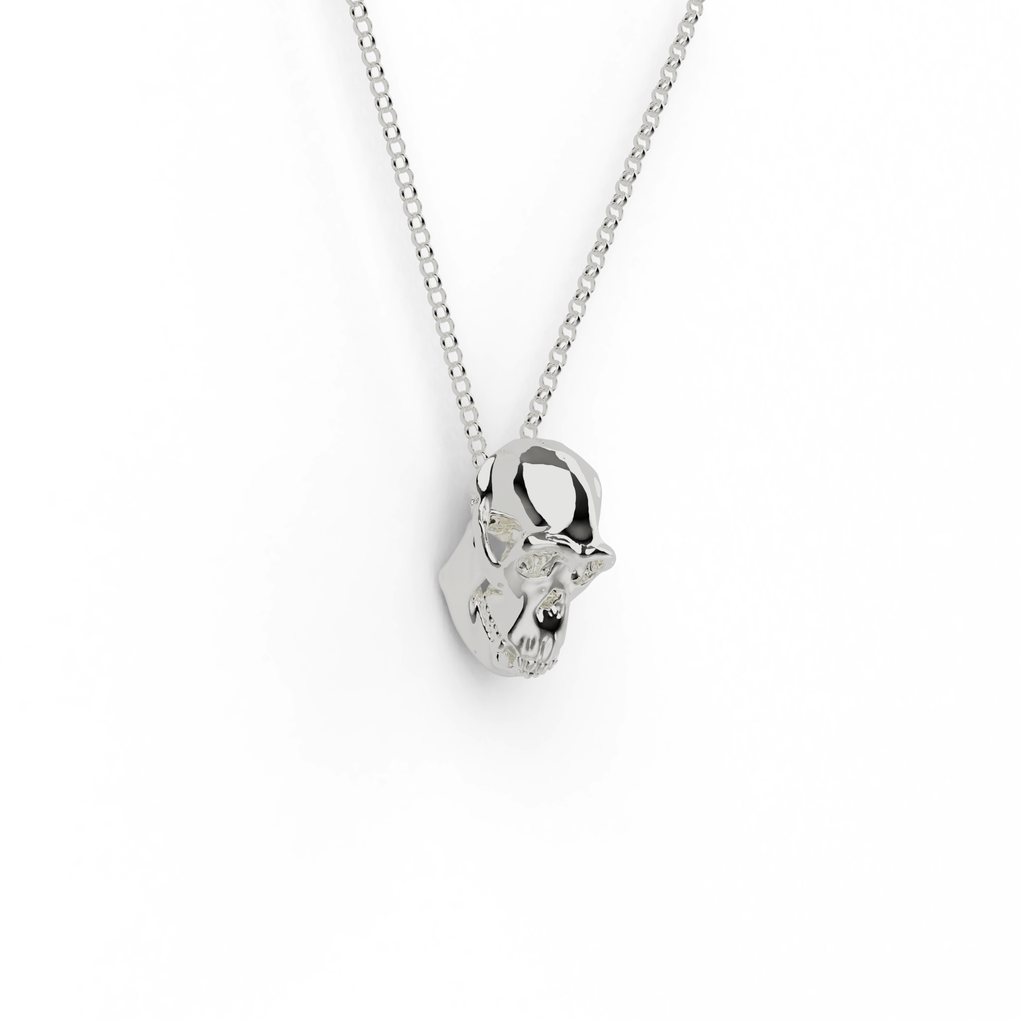 chimpanzee skull necklace | silver