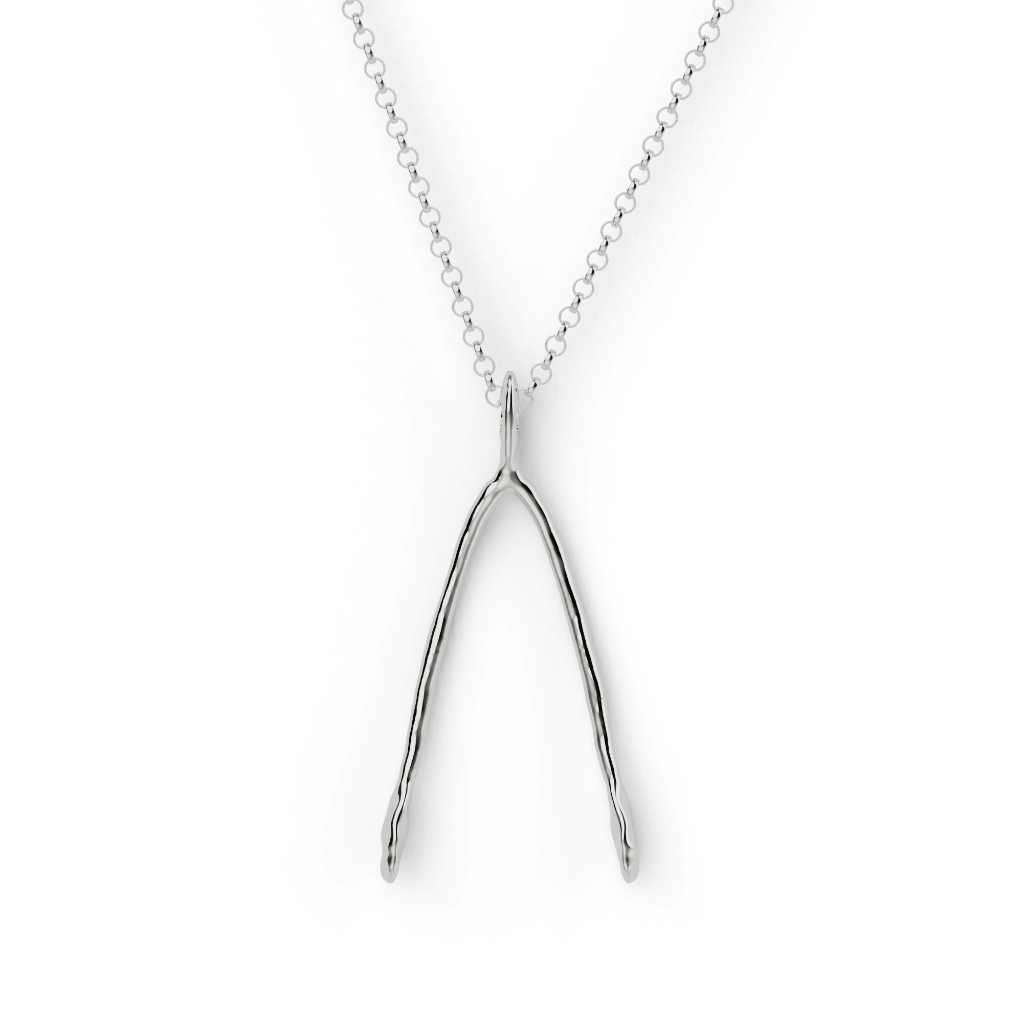Wishbone Pendant Lucky Necklace 925 Sterling Silver 18