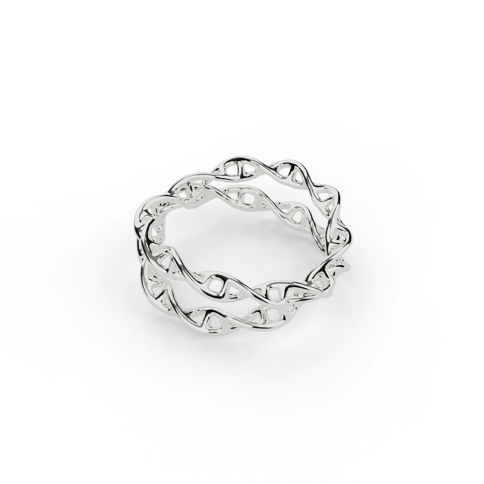 crossed DNA ring | silver