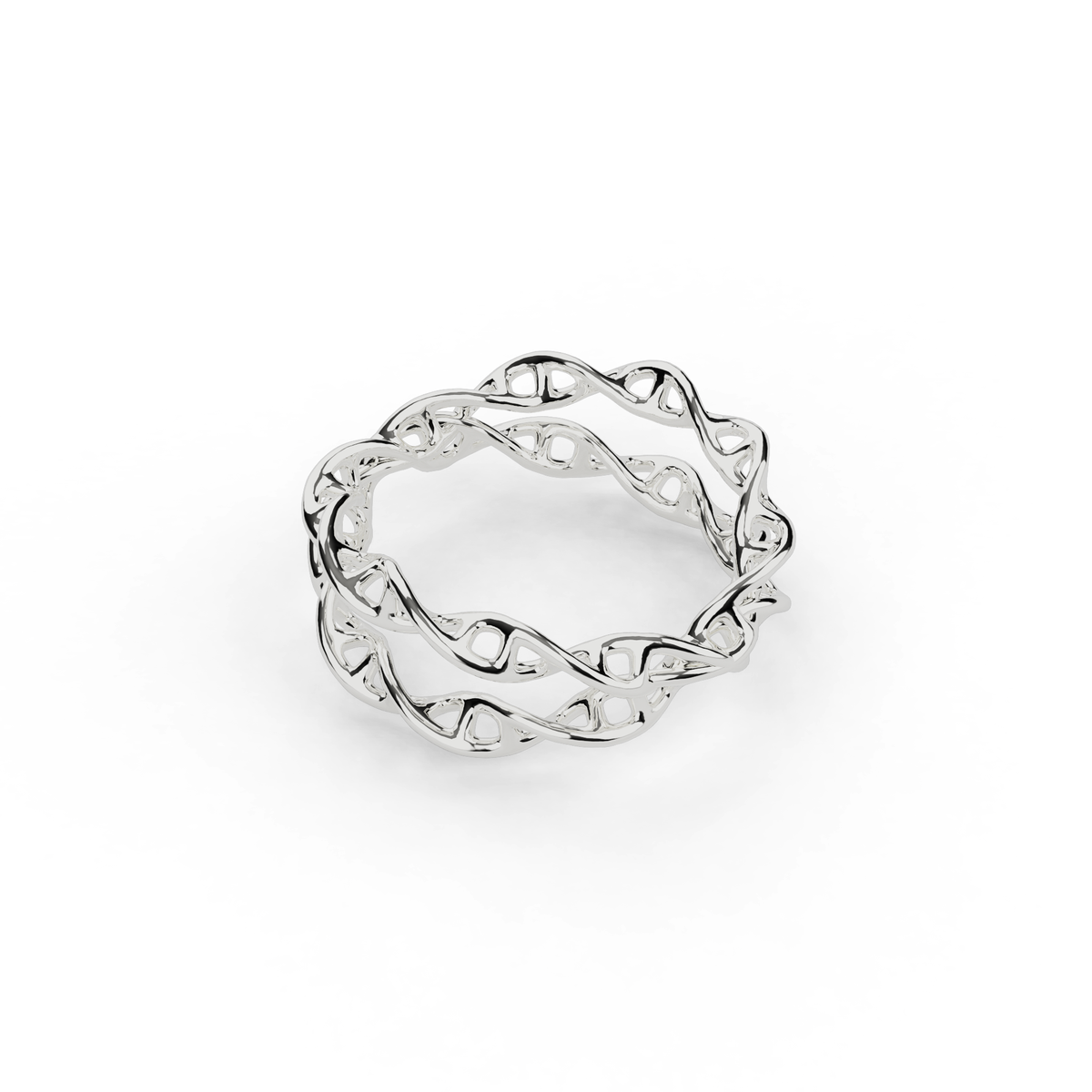 Crossed DNA Ring | Sterling Silver Genetics Jewelry