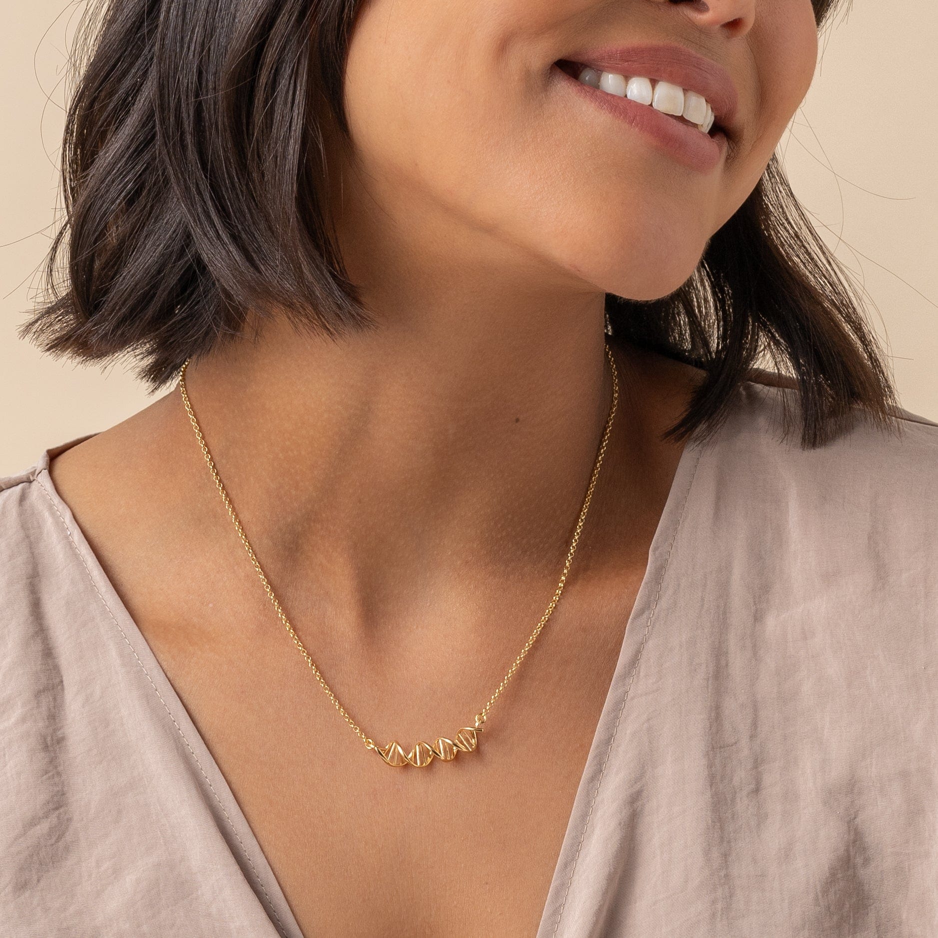 Gold Vermeil DNA Helix Necklace - Celebrate Science in Style