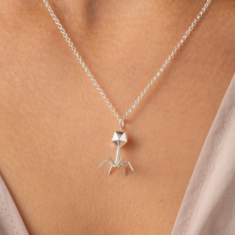 bacteriophage necklace | silver