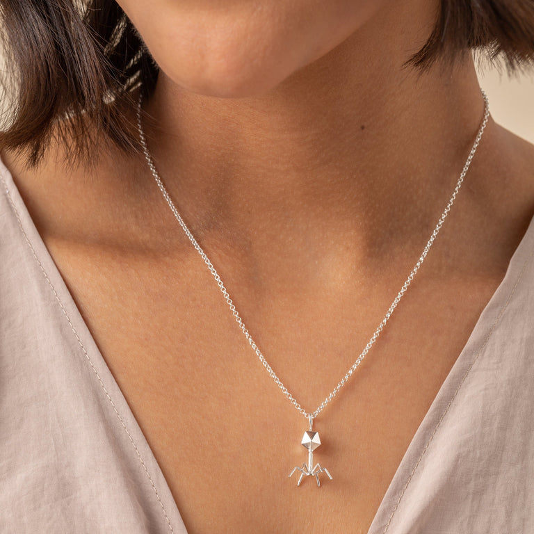 bacteriophage necklace | silver