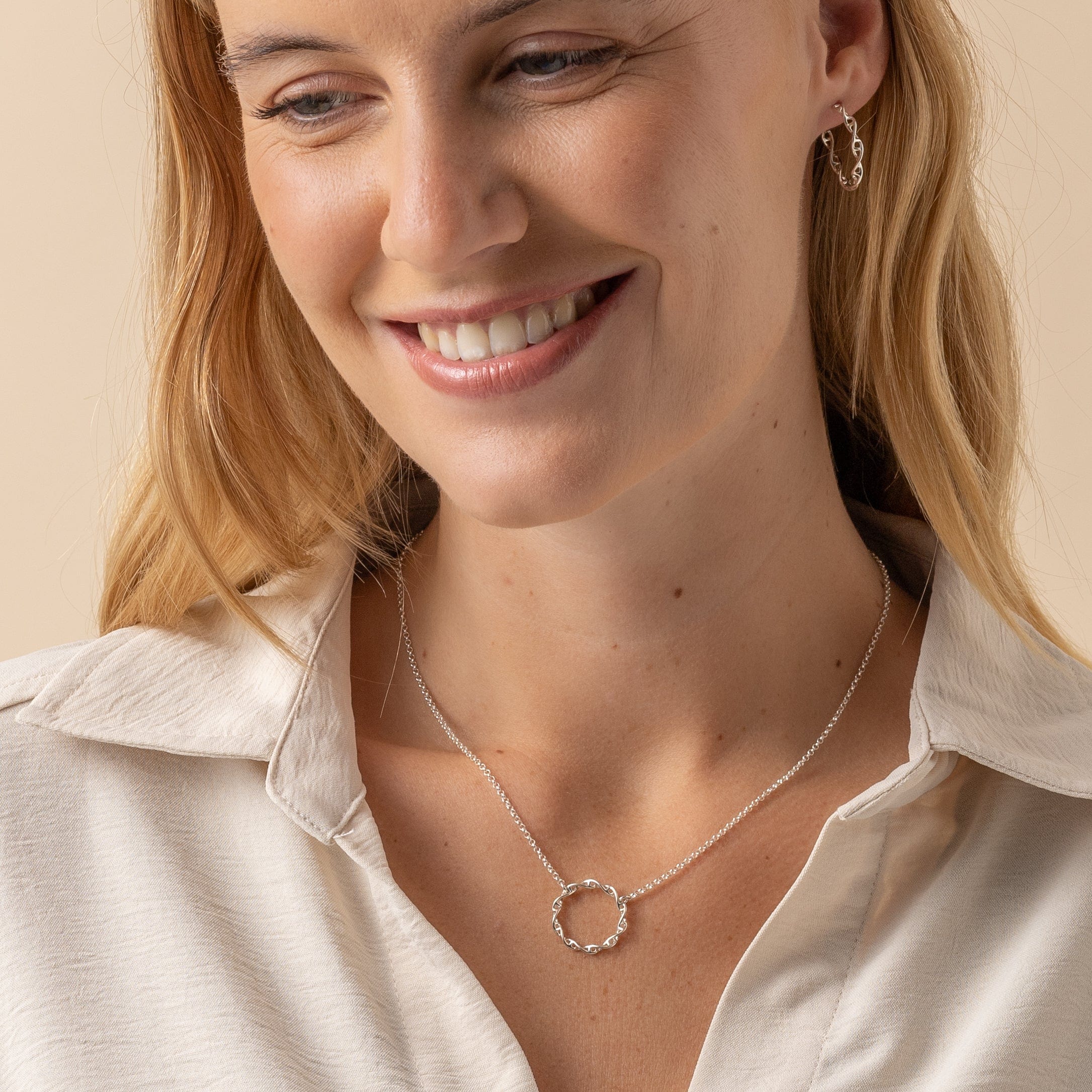 Circular DNA Necklace in Silver - Science-Inspired Jewelry