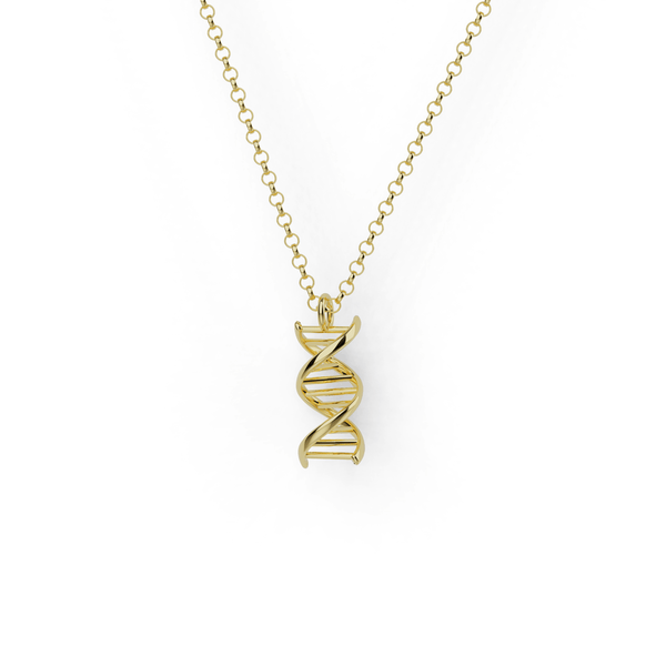 14k Helix DNA Necklace, Solid Gold Molecular Jewelry
